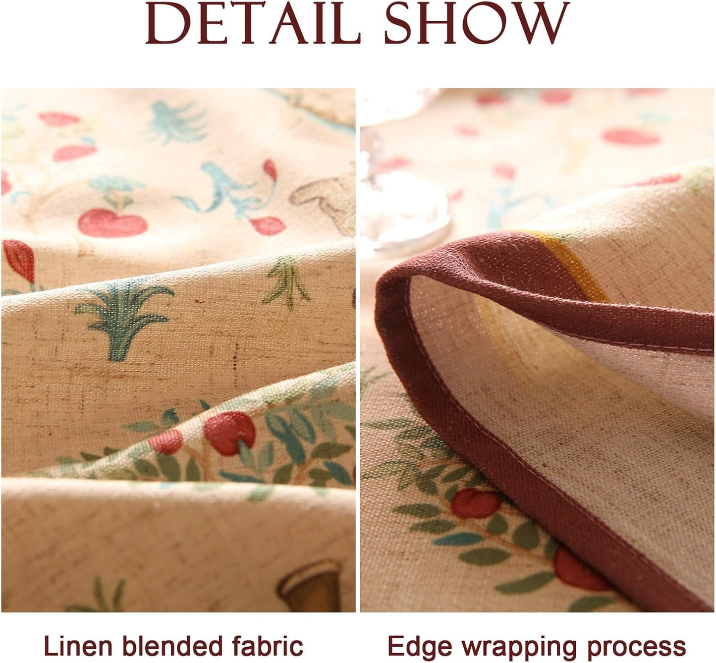 patdrea Designer French Tablecloth for Rectangle Table,Vintage Linen Trees Pattern Beige Tablecloths,Decoration Table Cover for Kitchen Dining Christmas,Thanksgiving,55"x87"-Tatiana D