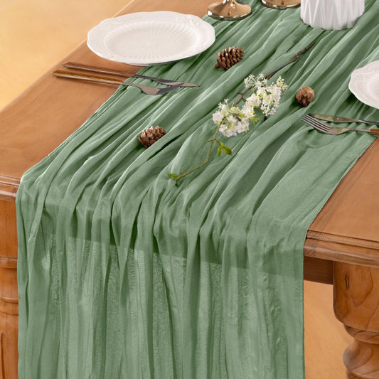 Sage Green Table Runner Cheesecloth Table Runner 14FT Farmhouse Table Runners 160 Inches Fall Table Decor Dining Room Centerpiece Wedding Boho Baby Shower Birthday