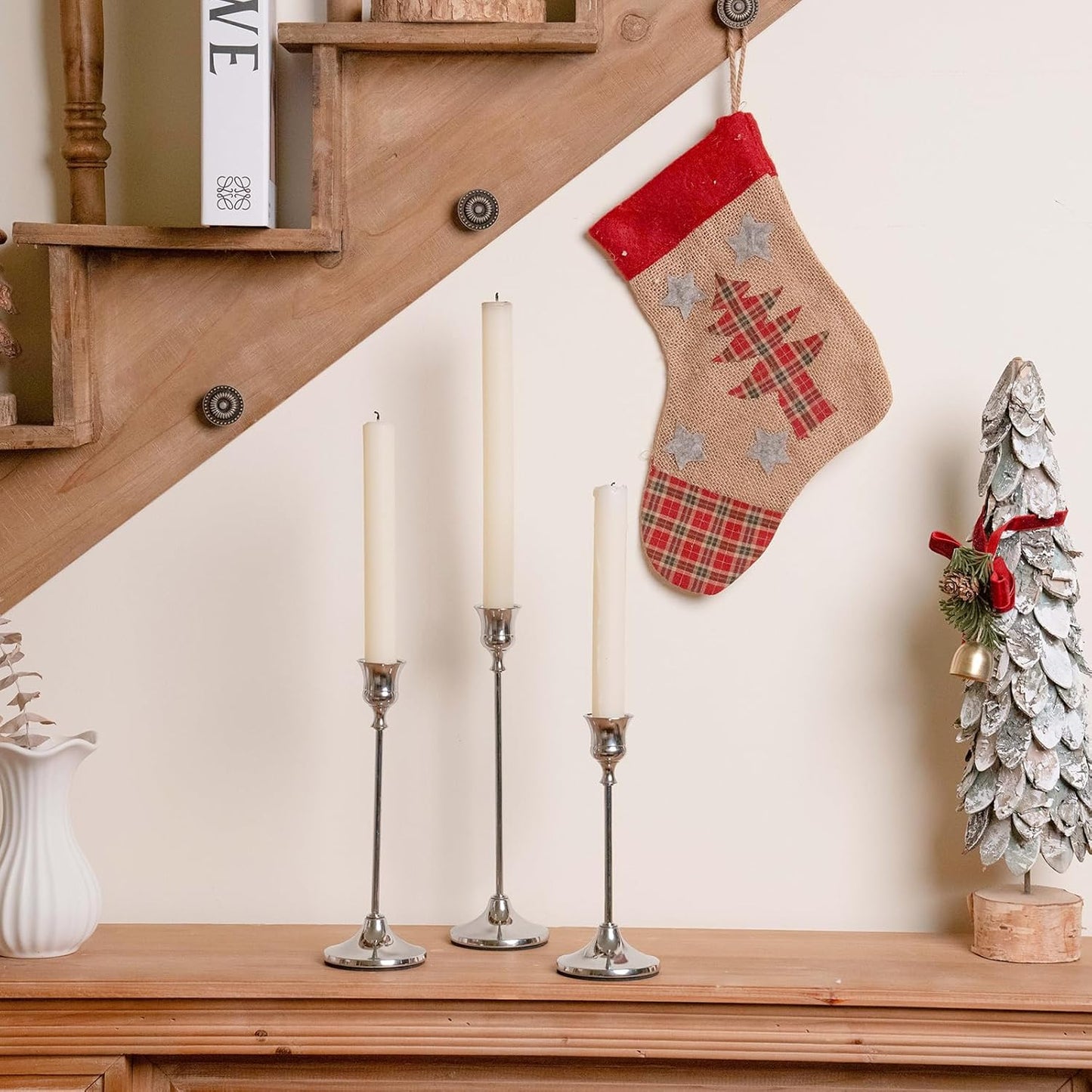 CHILL RECIPE Silver Taper Candle Stick Holders Tall Candle Holder, Vintage Candlesticks Holder Bulk for Home Decor Table Centerpiece Dining Party Festival Decorations (4 Set 12Pcs)