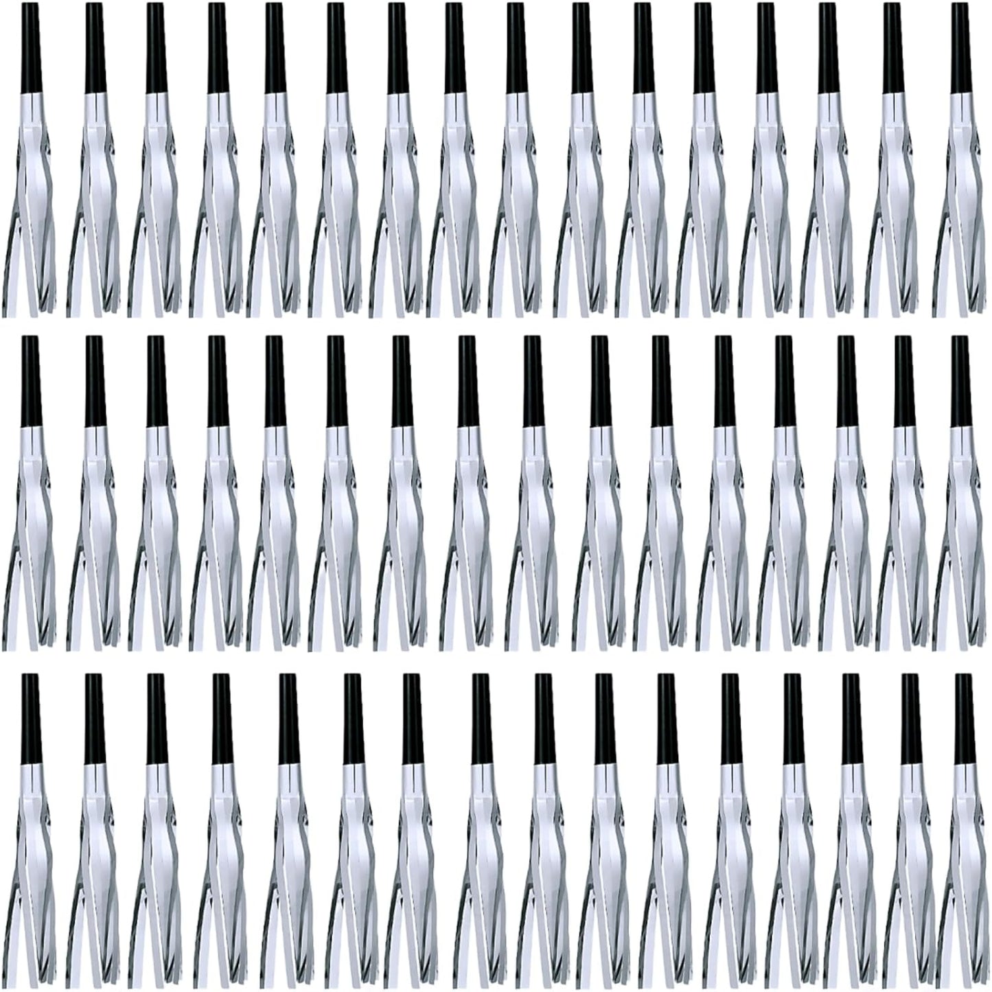 48 Pcs Silver Noise Makers Glitter Metallic Fringed Noise Makers Horns for Baby Shower, Kids Birthday, New Year Party Favor