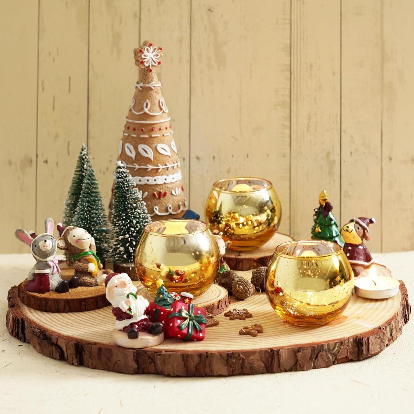 Homemory 12 Pcs Gold Votive Candle Holders, Round Mercury Glass Candle Holder, Tealight Candle Holders for Table Centerpieces, Baby Shower,Anniversary, Wedding, Home Decor, Halloween, Christmas