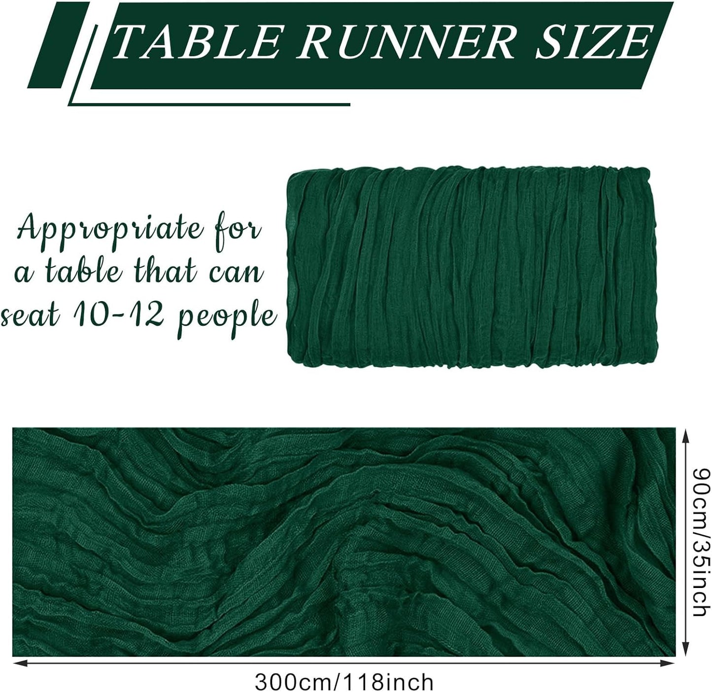 1 Pack Cheesecloth Table Runner 10Ft Christmas Gauze Boho Table Runners for Wedding Decor Bridal Shower Decorations Baby Shower Party(35" x 120")