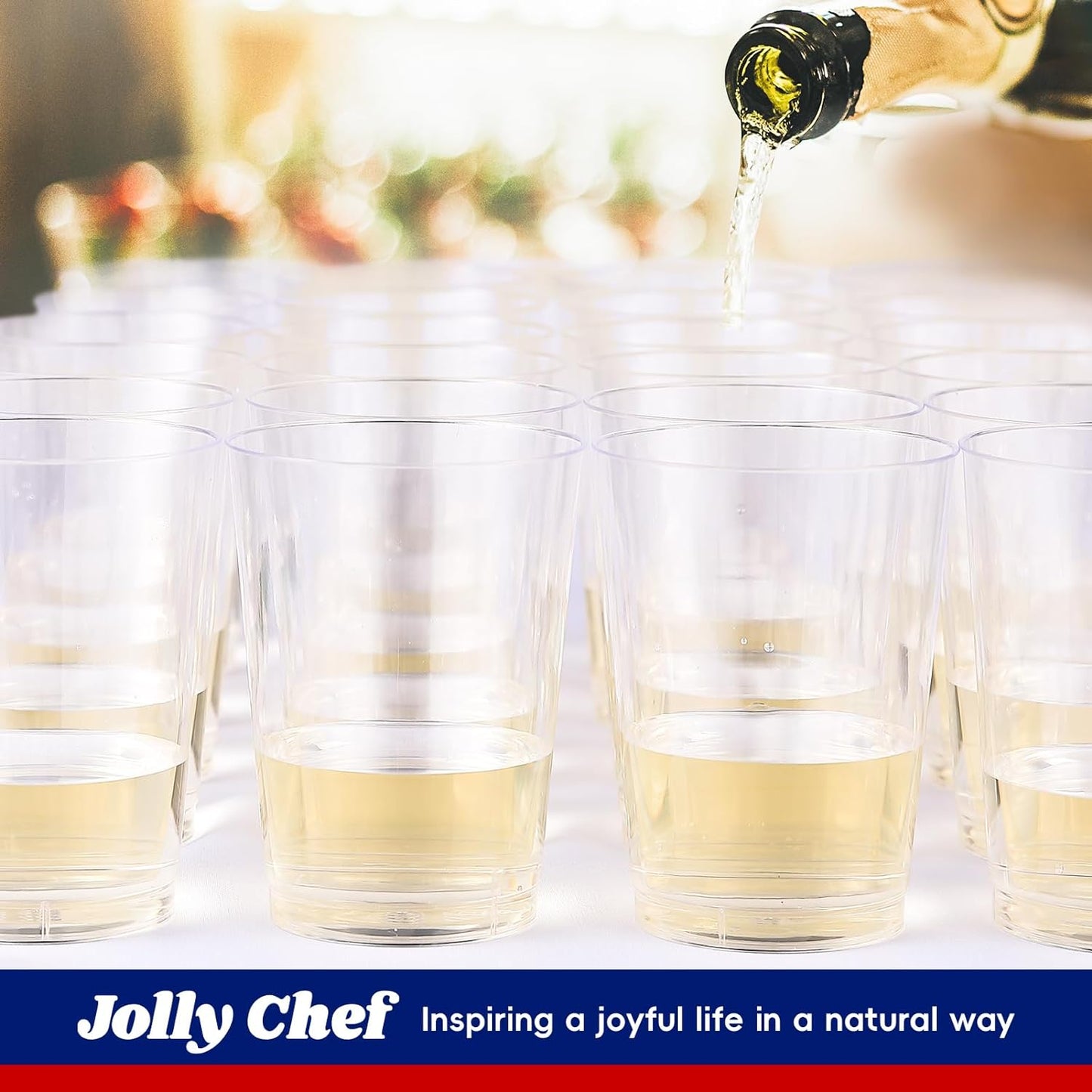JOLLY CHEF 12 oz Clear Plastic Cups, 100 Pack Heavy-duty Party Glasses, Disposable Plastic Cups for Halloween,Thanksgiving Day, Christmas Party