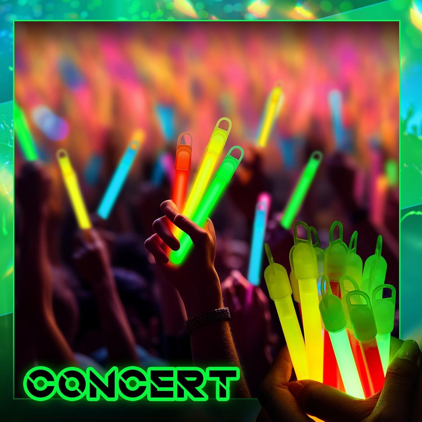 Lewtemi 4" or 6" 100 Pack Bright Glow Sticks Bulk, Glow in The Dark Party Supplies Birthday and Holidays Party Favors