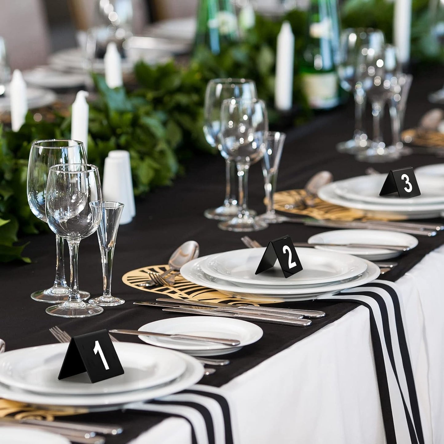 Tuanse Table Numbers 1-50 Acrylic Double Side Numbered Table Tents Restaurant Wedding Number Cards Signs for Banquets Party Wedding Reception(Black)