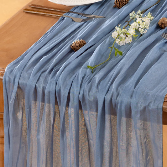 Dusty Blue Table Runner Cheesecloth Table Runner 14FT Farmhouse Table Runners 160 Inches Fall Table Decor Dining Room Centerpiece Wedding Boho Baby Shower Birthday