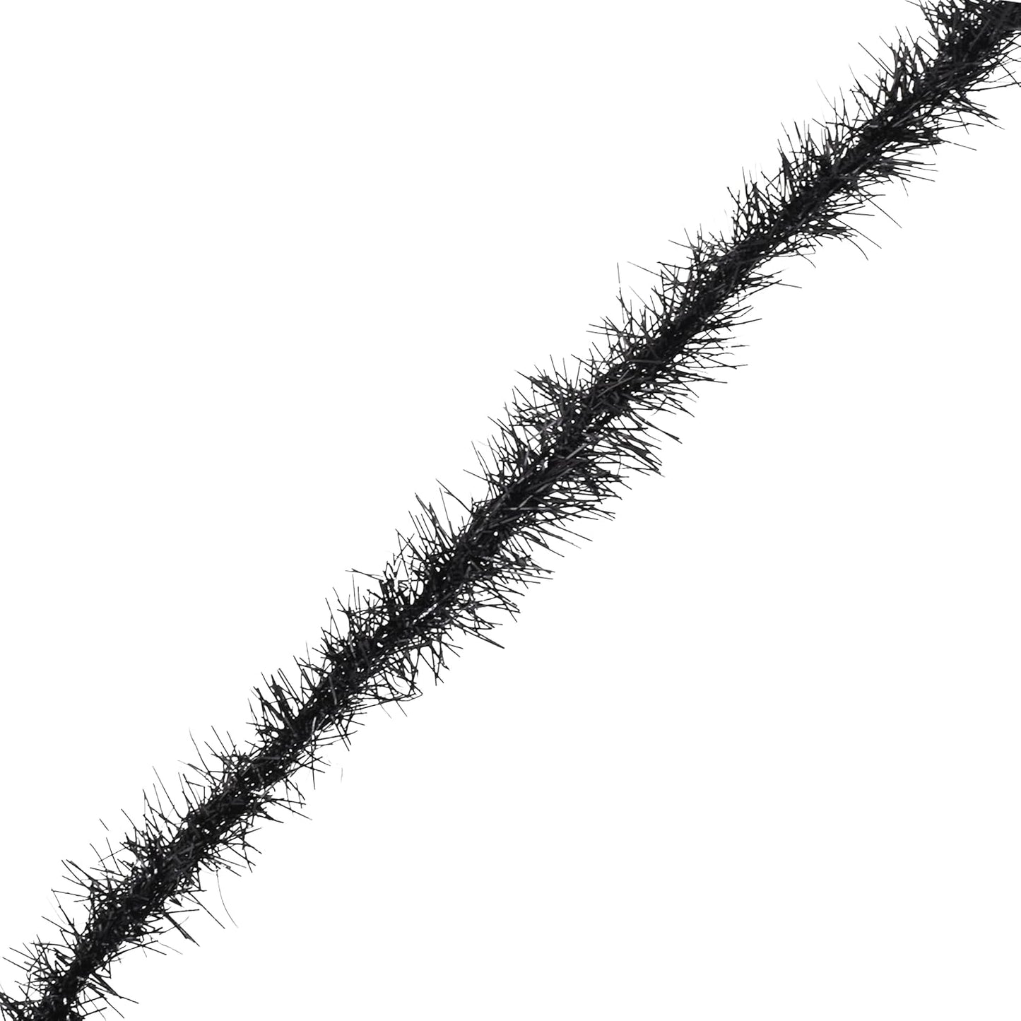 Mandala Crafts Black Tinsel Garland - Thin Metallic Foil Glitter Mini Garland for Christmas Tree, Party, Wedding Decor, and Holiday Decorations