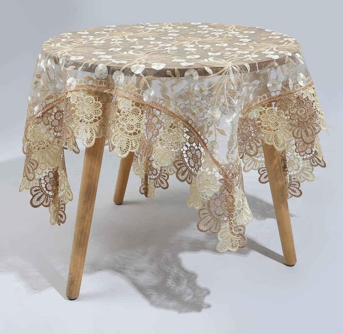 vctops Damask Lace Patchwork Tablecloth Luxury Square Small Table Cover Elegant Floral Embroidered Lace Table Cloth for Party Kitchen Dinning Picnic Decoration (Type H,22"x22")