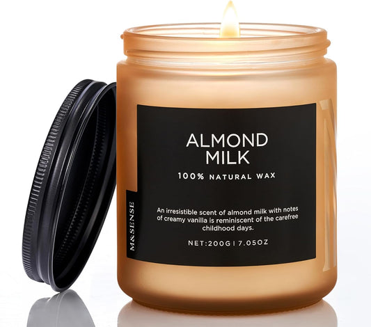 M&SENSE Creamy Vanilla Scented Candle, Clean Non Toxic for Women Teacher Friends, 7.05oz 50 Hours Bunr Time for Holiday Gifts, Single Wick Soy Wax Clean Candle Home Sweet for Housewarming