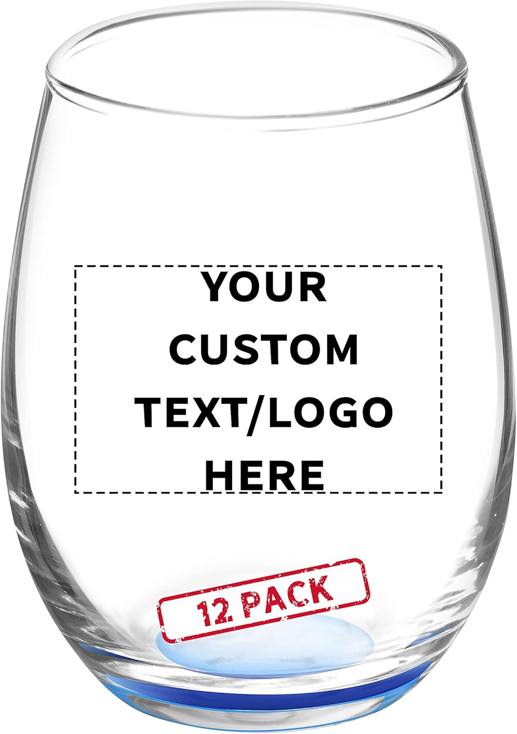 Custom Stemless Wine Glasses by ARC 5.5 oz. Set of 12, Personalized Bulk Pack - Perfect for Hotel, Bar, Restaurant or Lounge - Blue