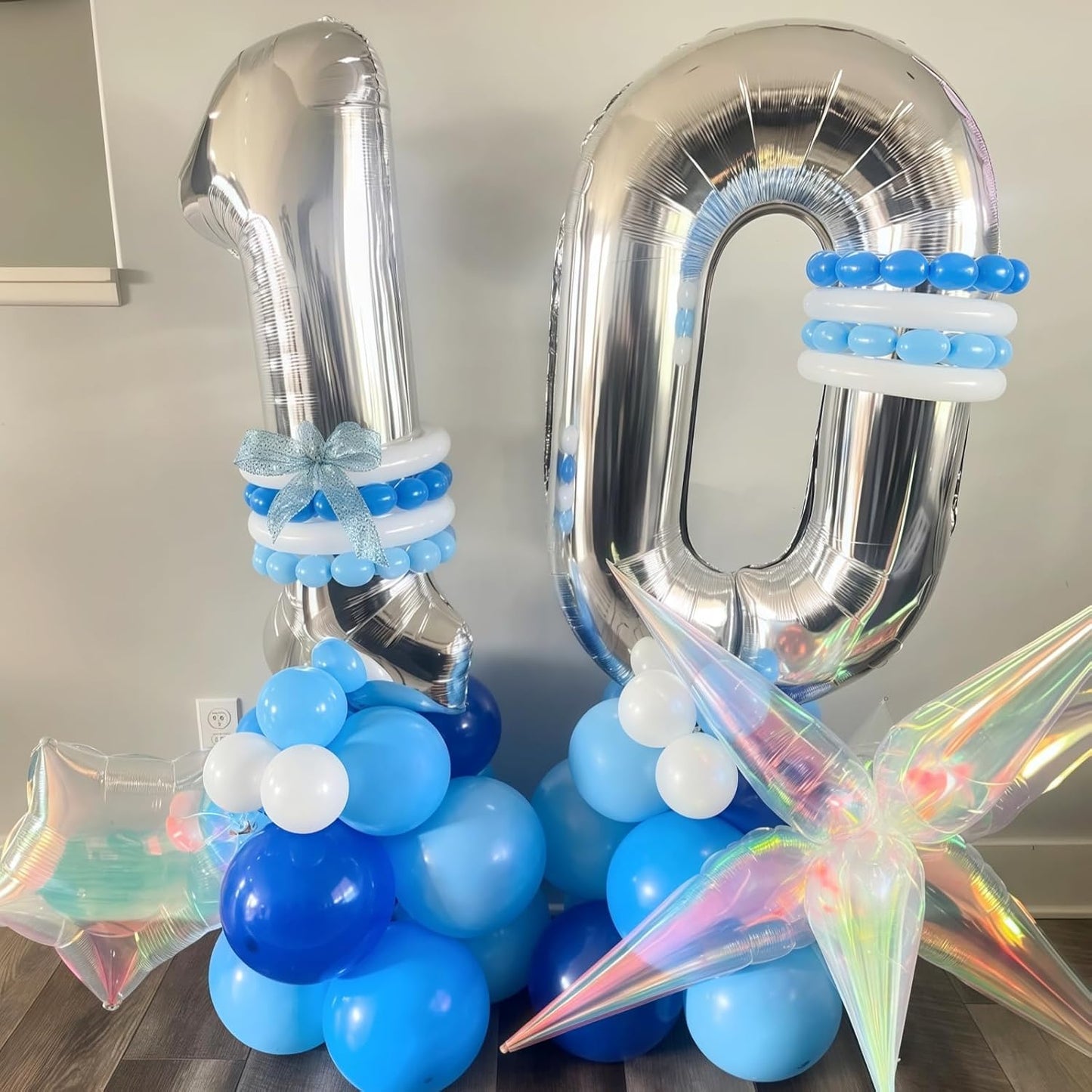 Large Silver 14 Balloon Numbers, Foil Number 1 and 4 Helium Balloon, 40 Inch Mylar Self Inflating Number 14 Balloon Set for Girls Boys 14th Birthday Party Decor Women Anniversary Decorations Supplies