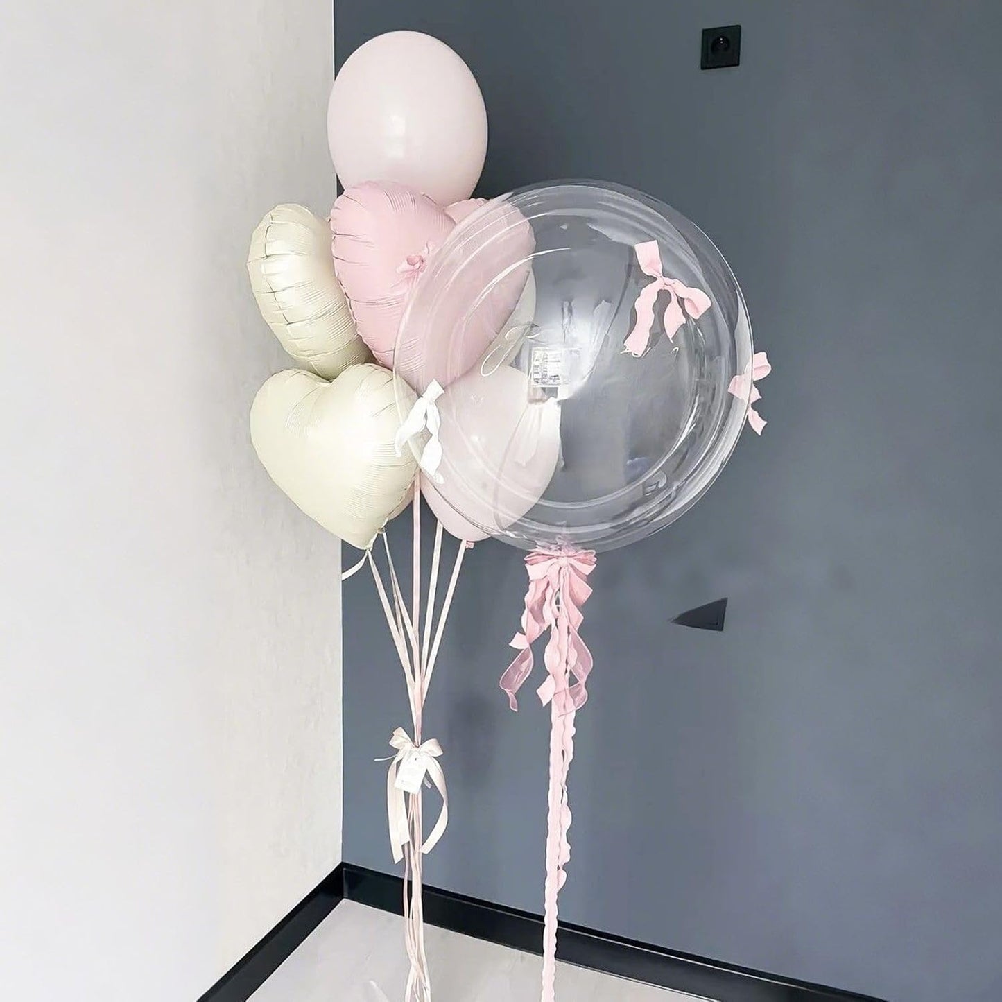 Baby Pink White Heart Balloons,12Pcs 18 Inch Light Pink Cream Foil Love Heart Shaped Balloons for Bow Birthday Party Bridal Engagement Wedding Anniversary Baby Shower Valentines Day Decorations