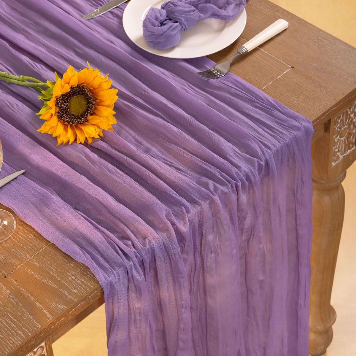 Lavender Purple Cheesecloth Table Runner 6 Pack Fall Table Runners Boho Gauze 120 Inches Cheese Cloth Fall Table Decorations for Thanksgiving Wedding Bridal Baby Shower Birthday Garden Party