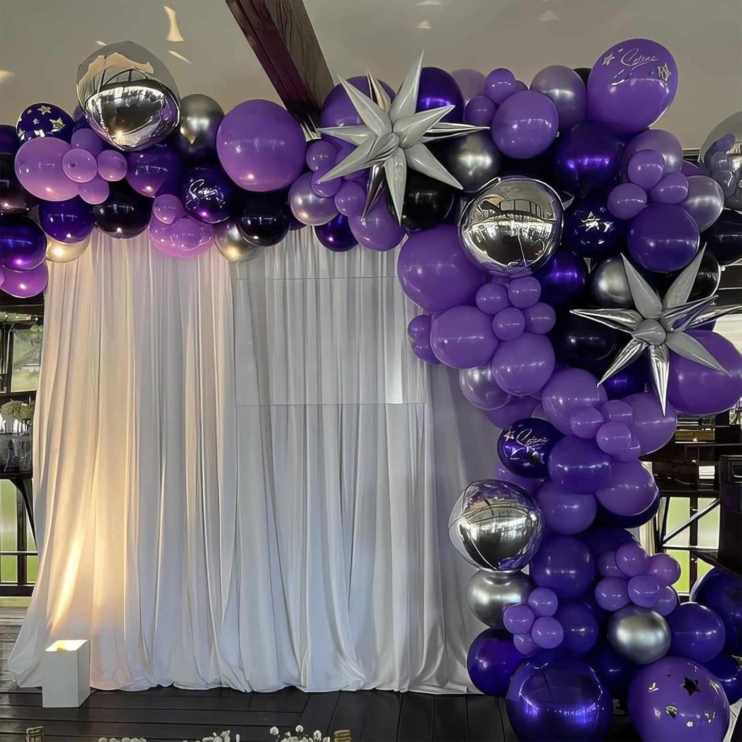 Purple Black Silver Balloons, 50pcs Purple and Black Balloons, Metallic Purple Silver Balloon for Birthday Baby Shower Halloween Theme Party Wedding Graduation Bridal Shower Bachelorette Decorations