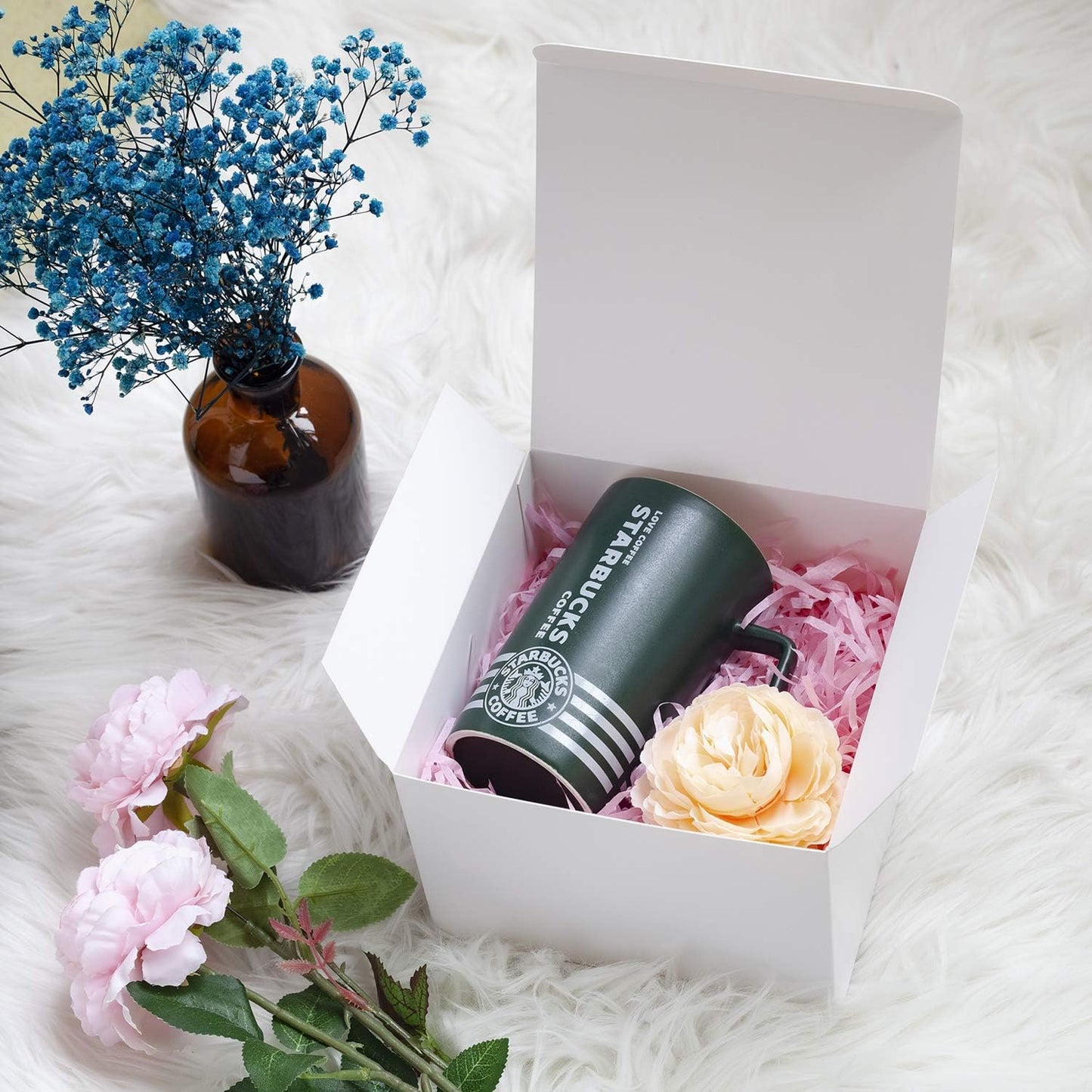 GEFTOL Gift Box 20 Pack 6 x 6 x 4 inches Fold Box Paper Gift Box Bridesmaids Proposal Box for Bridal Birthday Party Christmas（White）