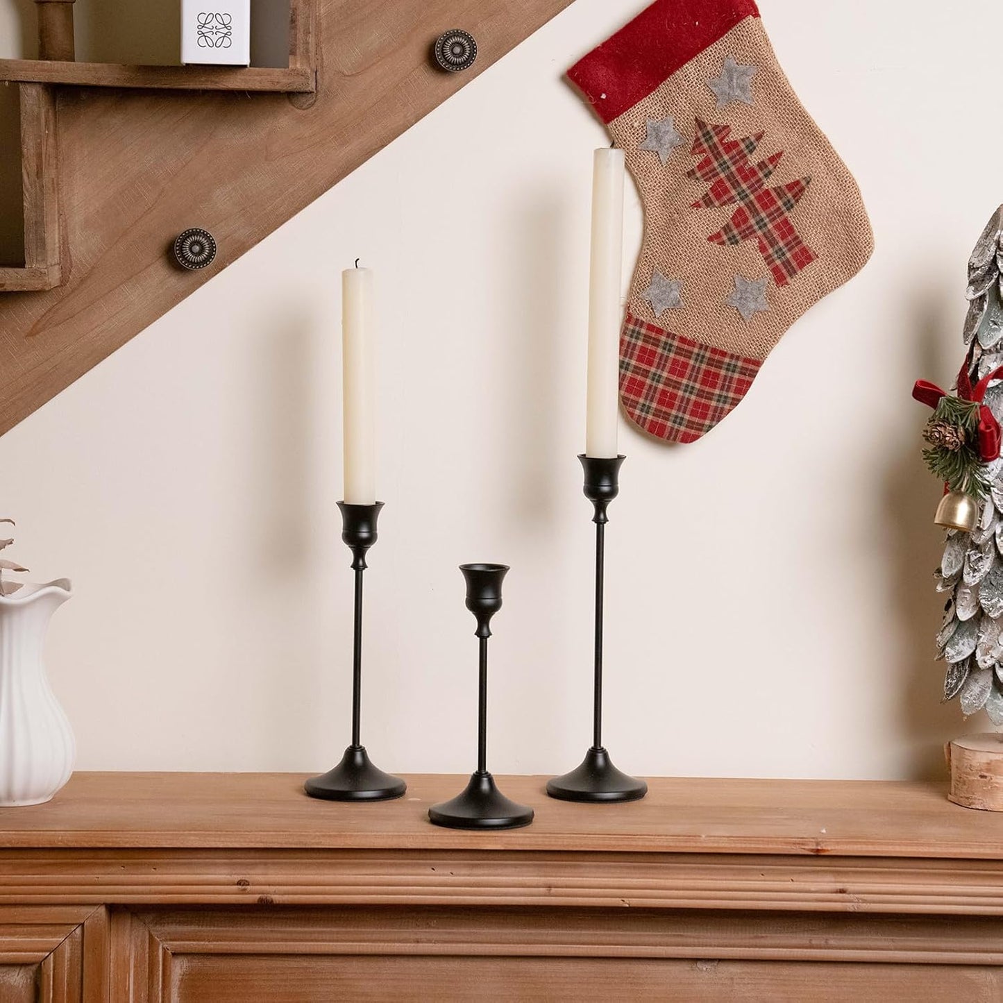 CHILL RECIPE Black Candlestick Holder Tall Taper Candle Holder for Home Decor Table Centerpiece Party Festival Decorations Halloween Decoration (2 Set 6Pcs)