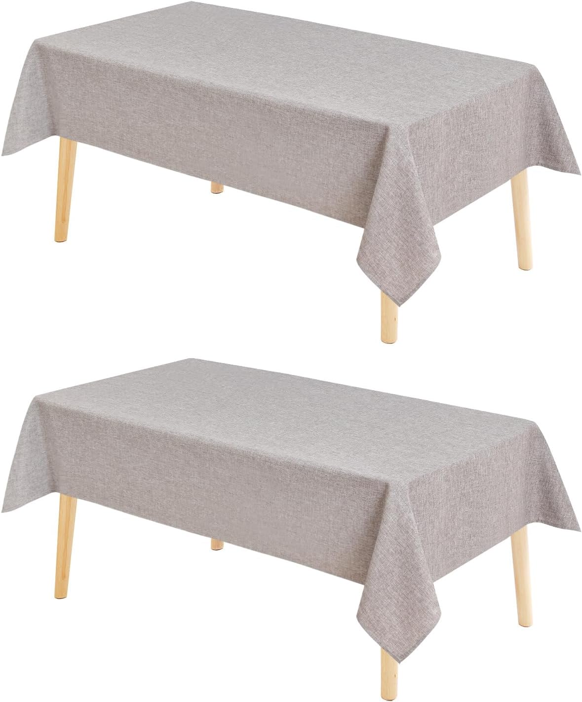 Hiasan 2 Pack Faux Linen Rectangle Tablecloth - Wrinkle and Stain Resistant Washable Table Cloth for Kitchen Dining Room Holiday Table Cover for Party Dinner, Stone, 54 x 120 Inch