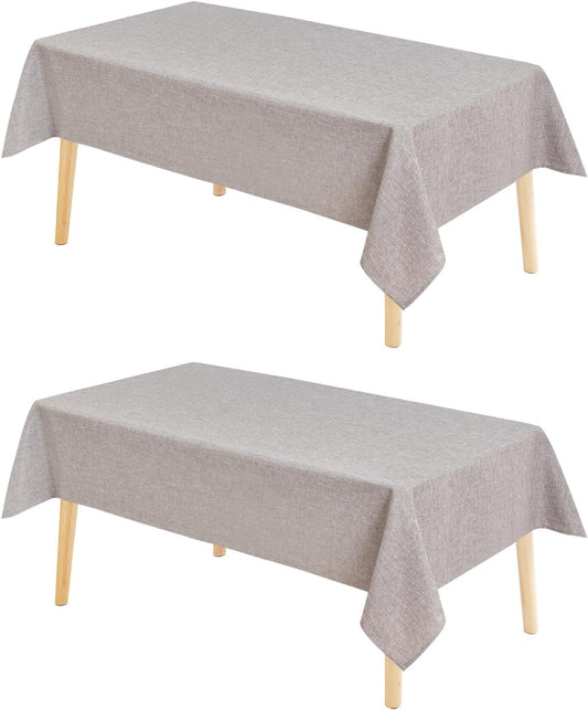 Hiasan 2 Pack Faux Linen Rectangle Tablecloth - Wrinkle and Stain Resistant Washable Table Cloth for Kitchen Dining Room Holiday Table Cover for Party Dinner, Stone, 30 x 60 Inch