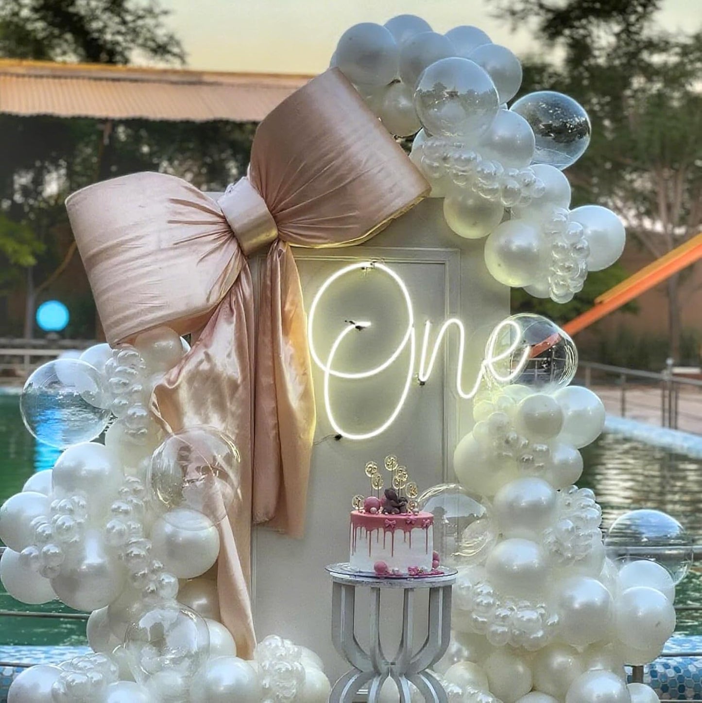 Pearl Balloons,51Pcs 12 Inch Pearl White Double-Stuffed Balloons, Sand White Clear Helium Balloon Set for Birthday Engagement Anniversary Baby Shower Bridal Party Decoration