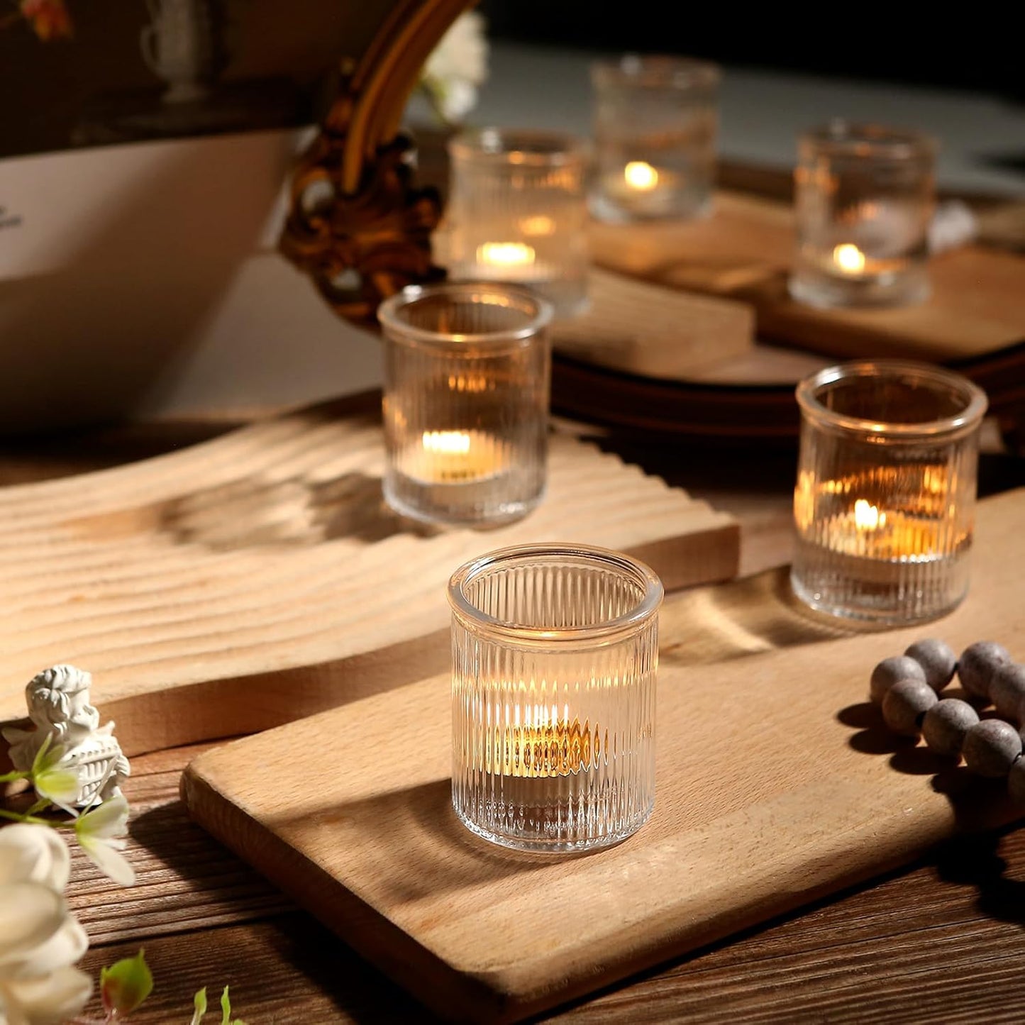 36pcs Votive Candle Holders - Clear Votives Glass Tea Light Candle Holders Bulk, Tea Lights Candles Holder for Home Party Wedding Decoration & Gift (Clear)