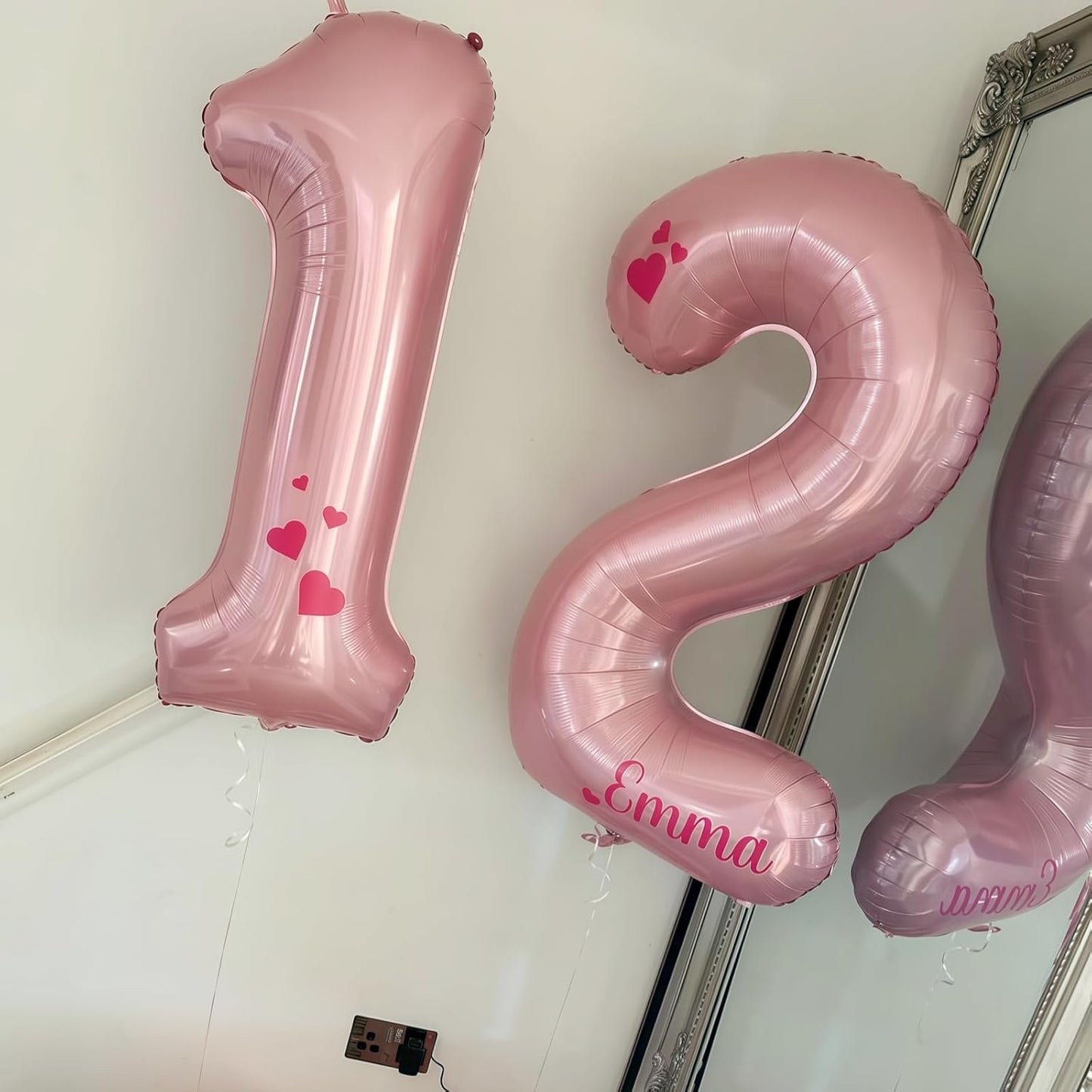 Large Pastel Pink 14 Balloon Number Set, Foil Number 1 & 4, 40 Inch Mylar Self Inflating Light Pink 14 Balloons for Girls 14th Birthday Party Decor