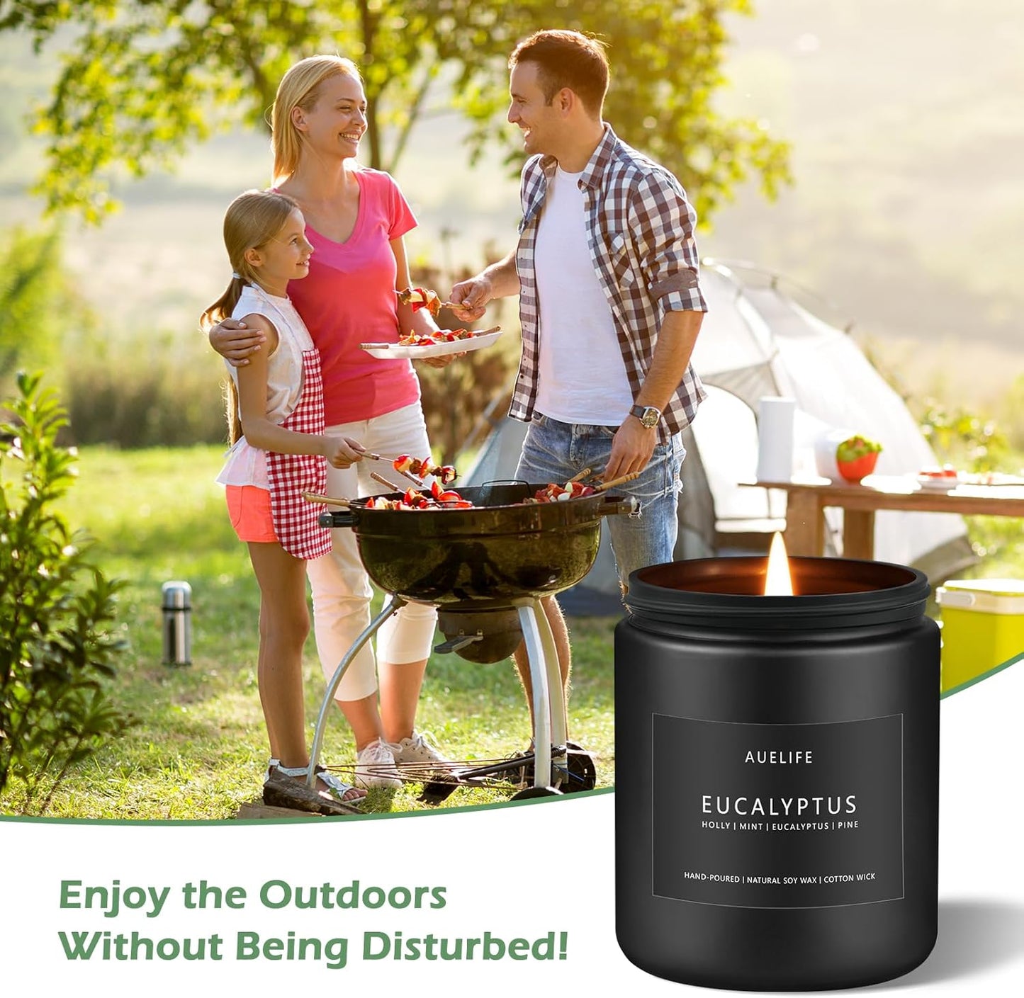 Eucalyptus Candle | Eucalyptus Scented Candles, Eucalyptu Leaf Fragrance for Indoor & Outdoor, Summer Candle Gifts, Natural Soy Candles for Home Scented - 7oz, 50 Hours Burn Time