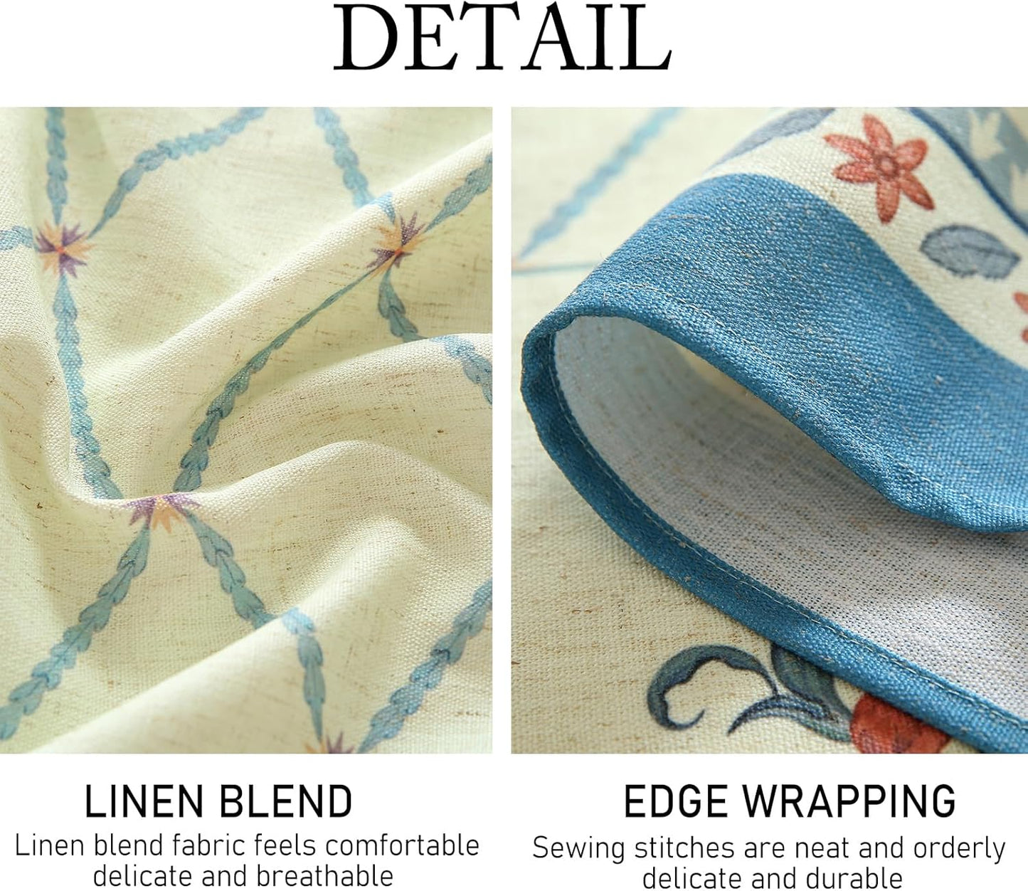 ISAENNE Designer Linen Floral Round Tablecloth,Light Green Farmhouse Durable Table Cloth,Washable Decor Tablecloths for Dining Kitchen Thanksgiving Christmas,Diameter 67"-Floralsea B