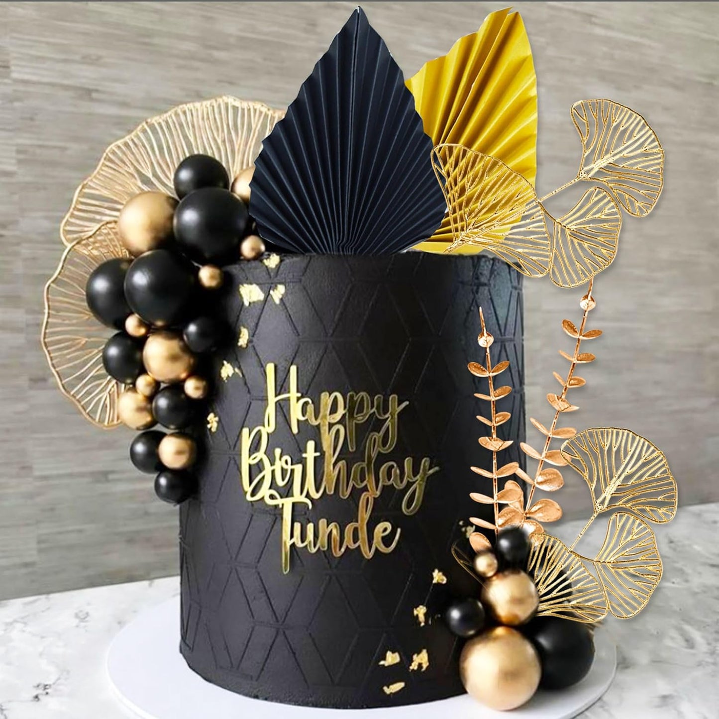 Boho Cake Topper Black Gold Ball Cake Top Man Cake Decorations Roar 1920s Cake Decorations for Baby Shower Party Decorations Wedding Anniversary Party Supplies