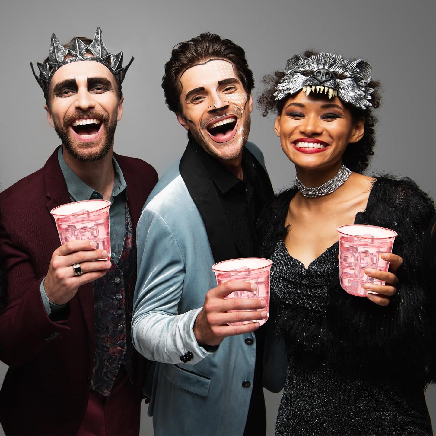 50pcs Disposable Stemless Glasses 12oz Crystal Plastic Wine Glasses Clear Classic Pet Cup for Meeting Weddings Birthdays Cocktail Christmas Party Supplies (Red)