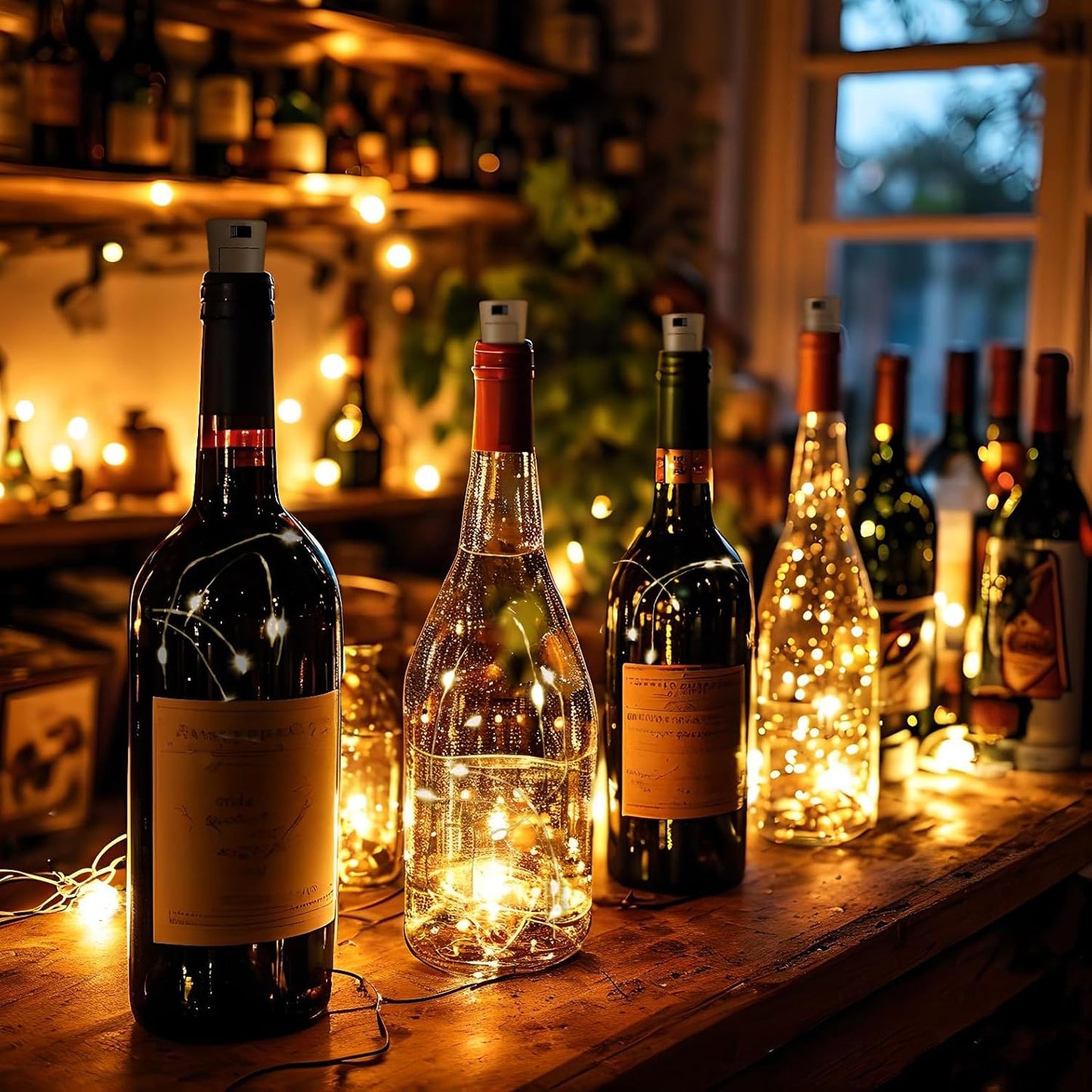 10 Pack Wine Bottle Lights with Cork, 20 LEDs, 6.6 Ft, Fairy Mini String Lights for DIY Jar Halloween, Christmas, Party Decoration, Wedding Listing (10 Pack, Warm White)