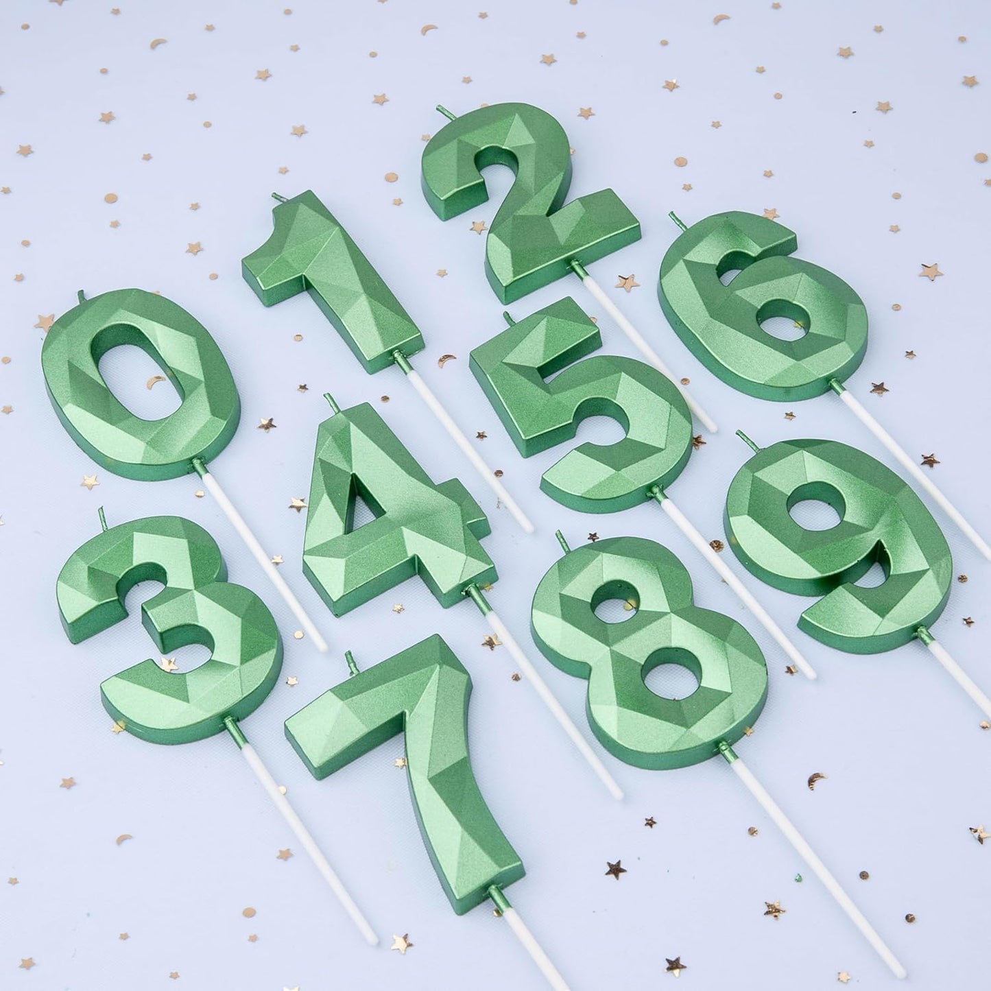 PHD CAKE 2.76 Inch Crystal Green 1 Number Cake Candle, Numeral Birthday Candles, Green Number Candles, Party Celebration