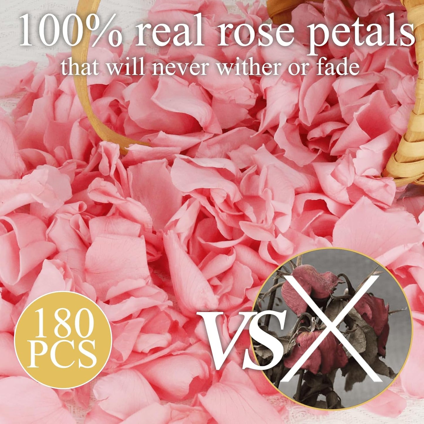 200Pcs Dried Real Pink Rose Petals, Preserved Flower Petals 1.75oz for Gifts Wedding Party Decor, Flower Girl, Dinner Table Centerpieces, Bridal Shower, Confetti