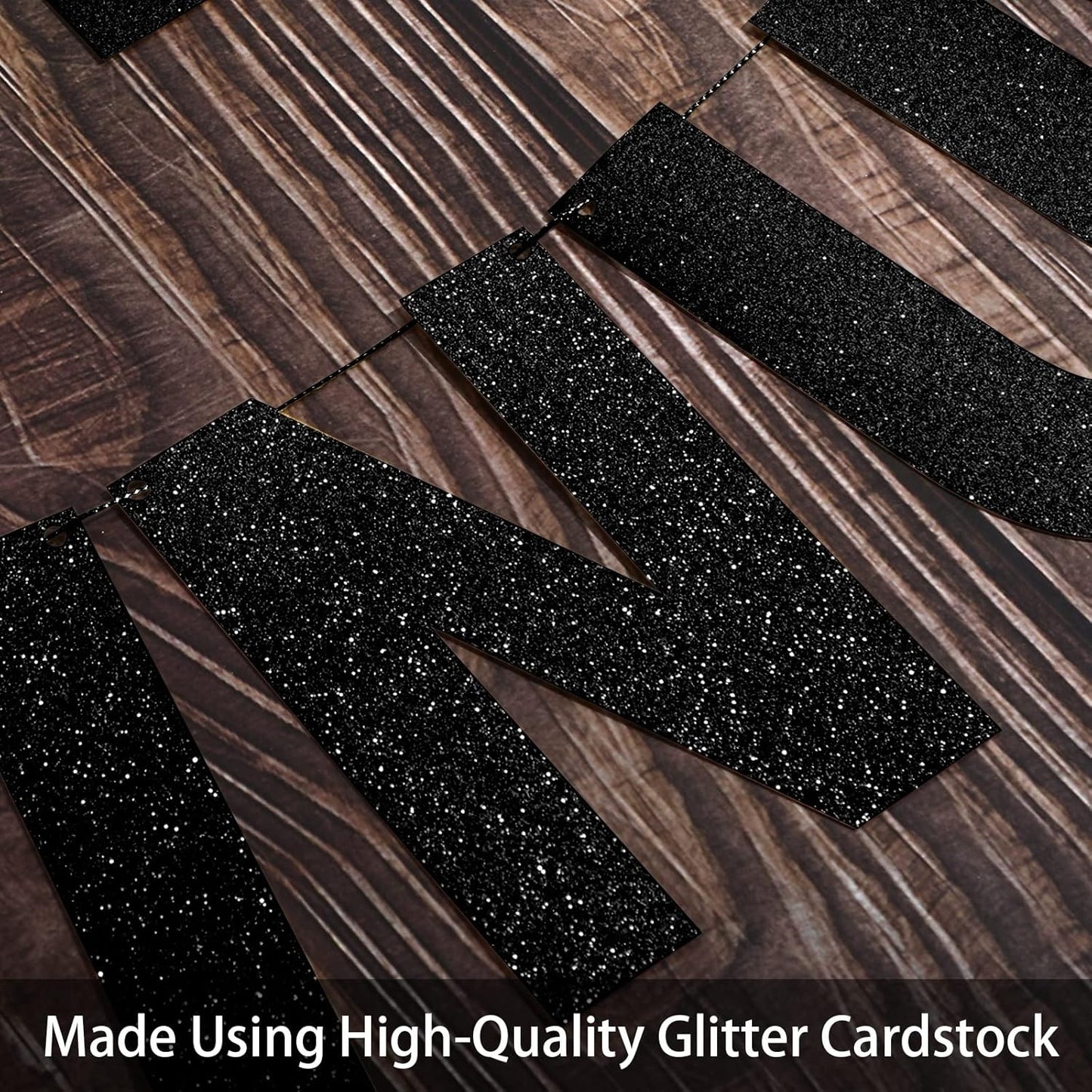 TaoBary 112 Pcs DIY Letter Custom Banner Glitter Customizable Banner Kit Including 107 Letters and Numbers 3 Rope for Valentine Birthday Party(Black)