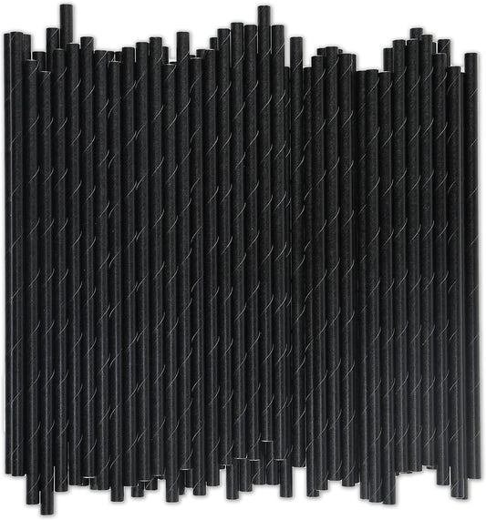 Black Paper Straws 1000 Count - 7.75" x 0.24", 100% Biodegradable & Compostable, Disposable Drinking Straws Bulk - Cocktail, Bars, Restaurants