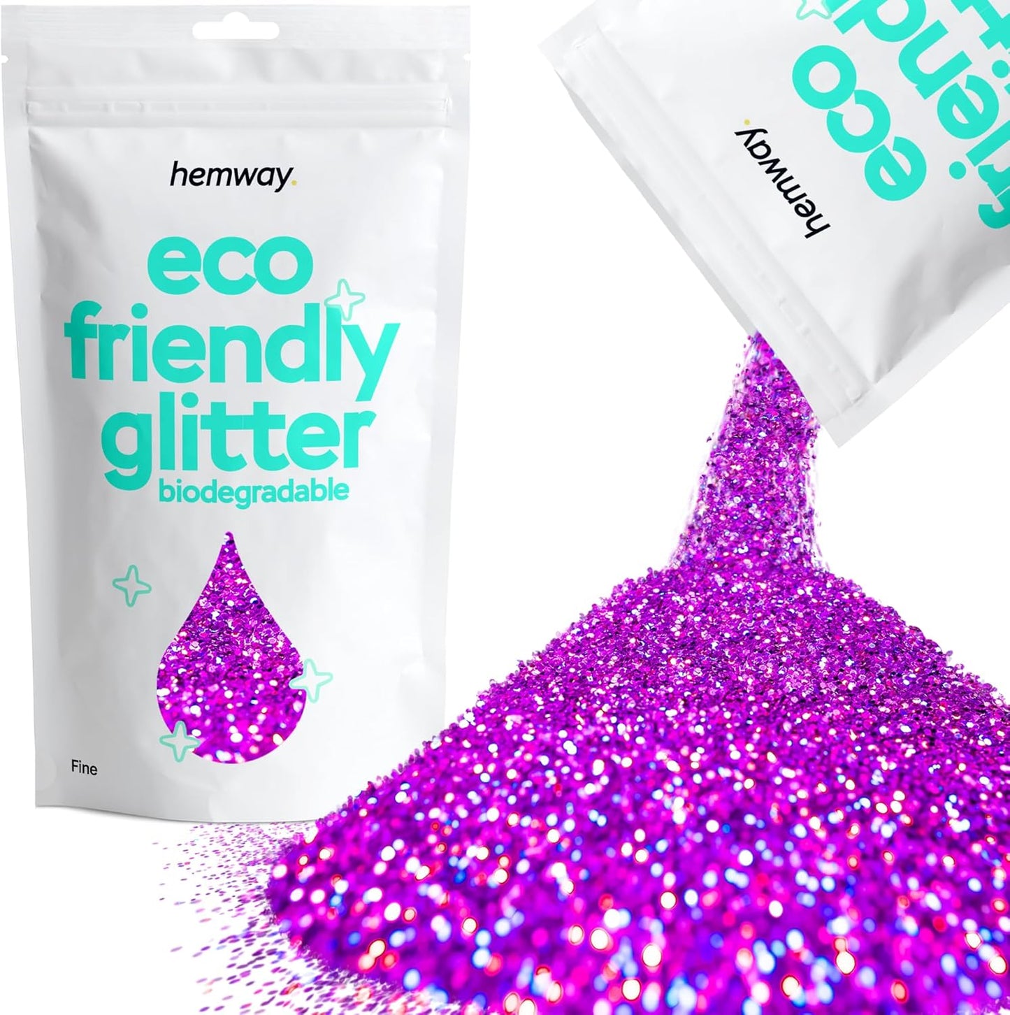 Hemway Eco Friendly Biodegradable Glitter 100g / 3.5oz Bio Cosmetic Safe Sparkle Vegan For Face, Eyeshadow, Body, Hair, Nail And Festival Makeup, Craft - Fine (1/64" 0.015" 0.4mm) - Purple Holographic
