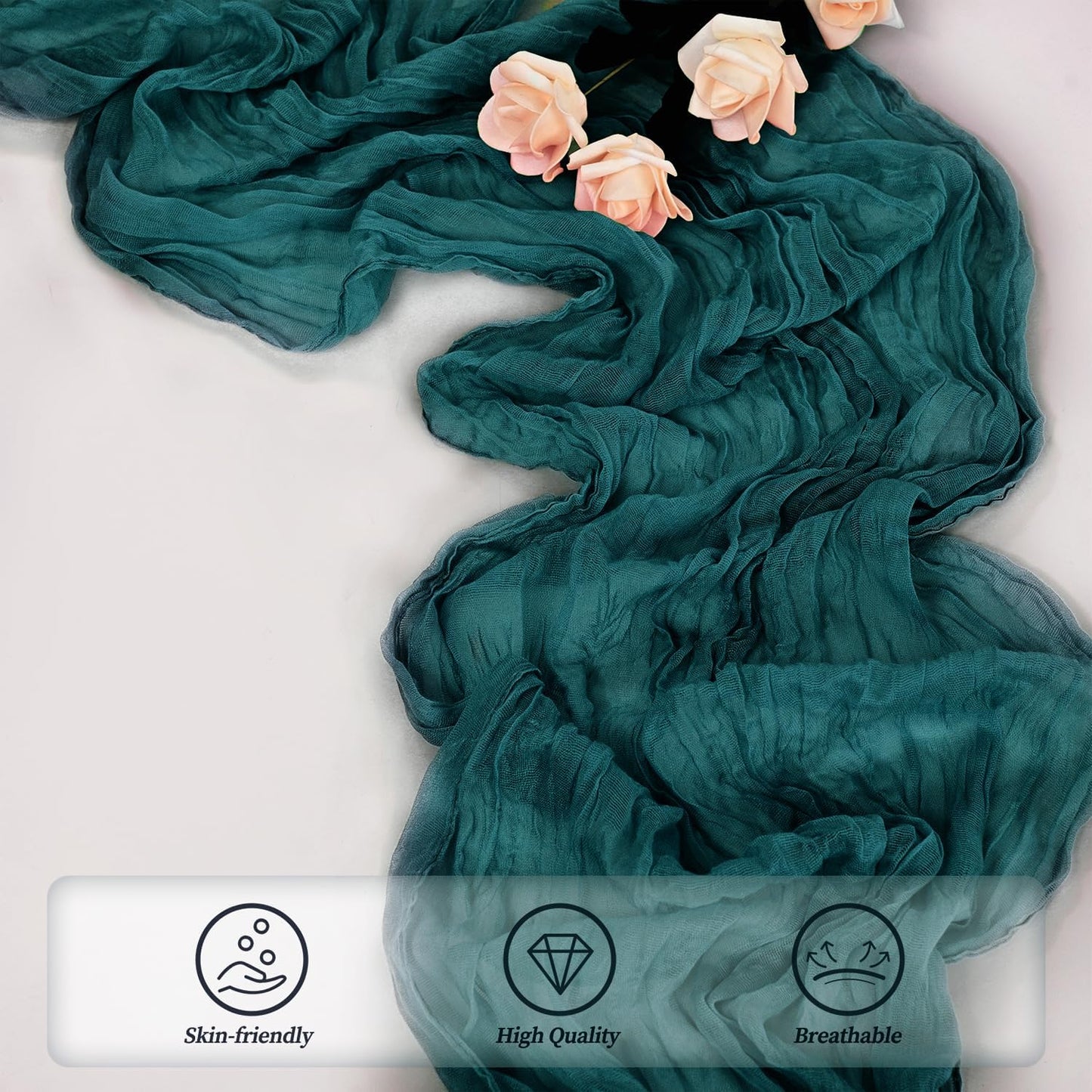 6 Pack Teal 10FT Cheesecloth Table Runner Rustic Gauze Cheese Cloth Table Runner for Wedding Bridal Baby Shower Table Decorations Boho Fabric Sheer Birthday Party Table Decor 20 x 120 Inch Long