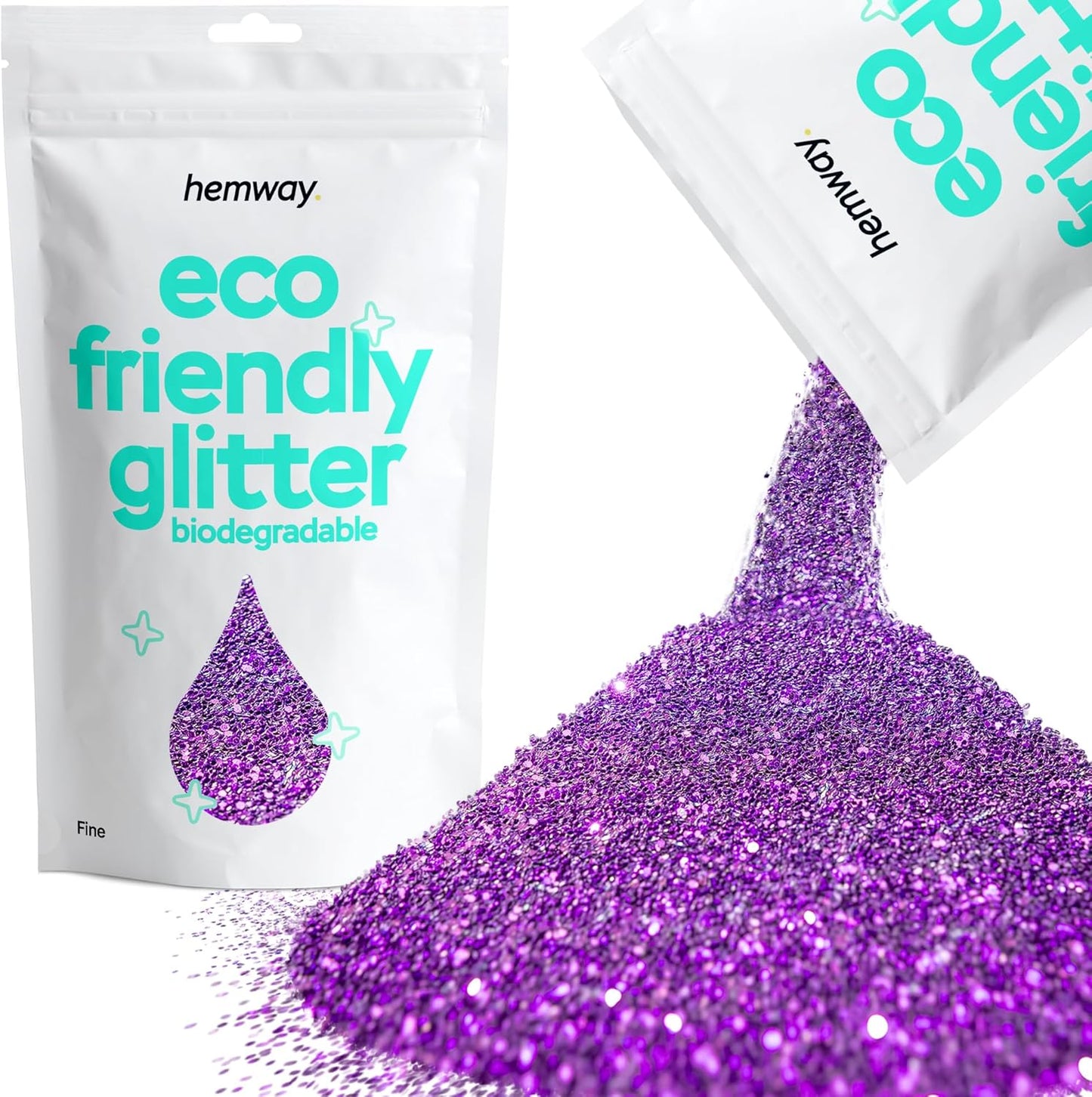 Hemway Eco Friendly Biodegradable Glitter 100g / 3.5oz Bio Cosmetic Safe Sparkle Vegan for Face, Eyeshadow, Body, Hair, Nail and Festival Makeup, Craft - Fine (1/64" 0.015" 0.4mm) - Purple