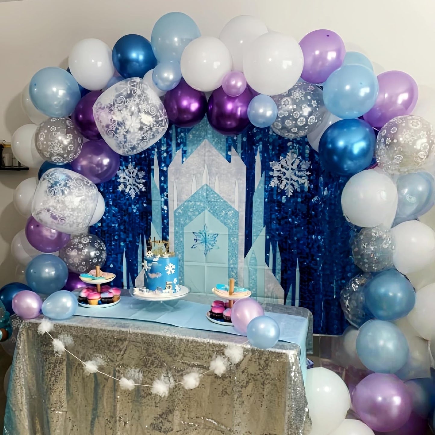 Snowflake Balloons, Pastel Blue Metallic Purple Silver Balloon with Snowflake Latex Balloons Birthday Party Decorations for Girls Birthday Baby Shower Winter Wonderland Christmas Party Supplies