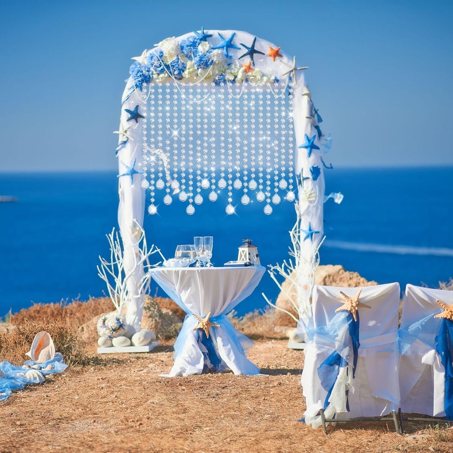 10 PCS Crystal Garland Strands, 33ft Hanging Crystal Strings for Window Curtains Doorway Decorations, Acrylic Clear Ball Crystal Ornaments for Christmas Tree, Wedding Party Home Chandelier Decor