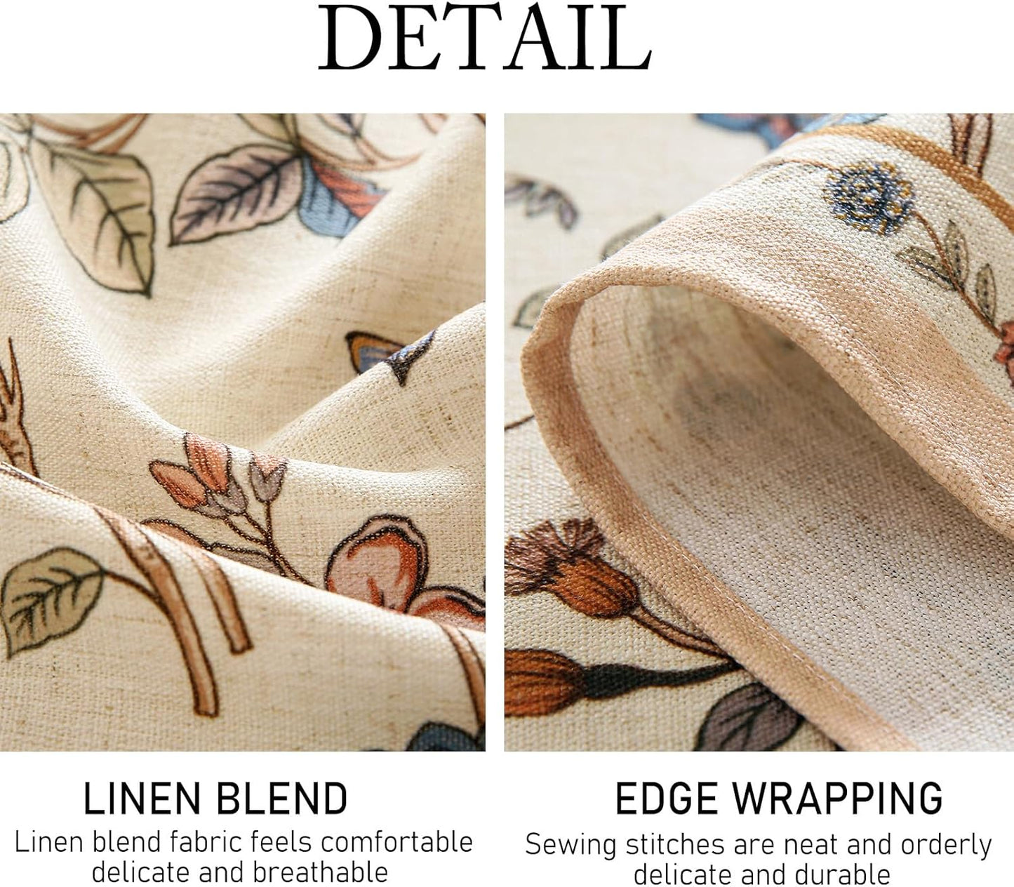 ISAENNE Designer French Light Beige Small Round Tablecloth,Linen Florals and Birds Pattern Table Cloth,Anti-Wrinkle Decorative Tablecloths for Dining Thanksgiving Kitchen,Diameter 55"-Cornucopia