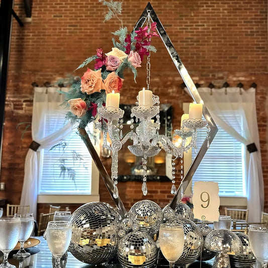 European Wedding Romantic Candlestick 45 "Table top Candlestick Metal Candlestick Table for Wedding Party Activities in The Center of The Room (Silver, 4PCS)