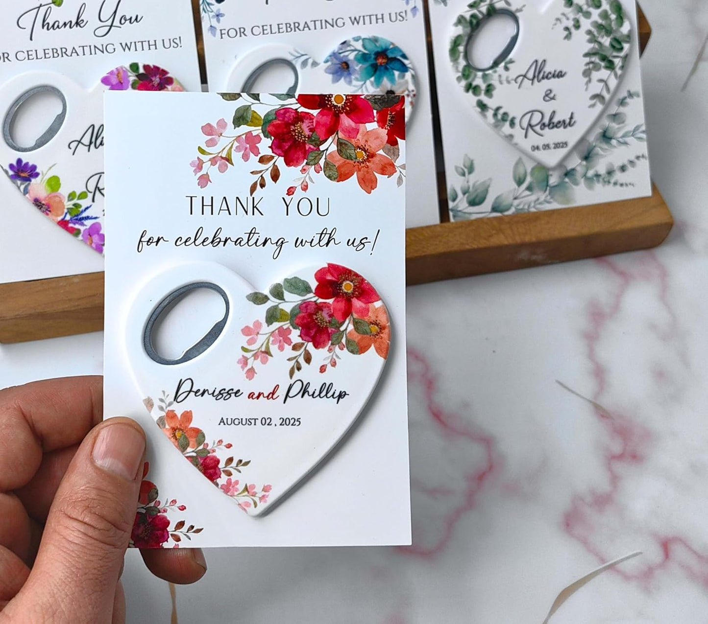 Wedding Bottle Opener Favors for Guests in Bulk, Hearts Shape Bottle Opener, Personalized Party Favors in Bulk, Wedding Favor Guests. 20 to 300 pcs. Custom Fridge Bottle Opener