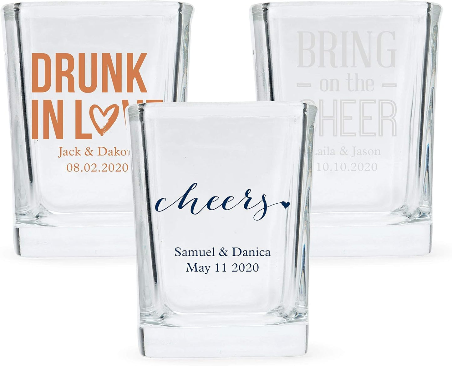 WEDDINGSTAR Personalized 2oz Square Shot Glass Customizable Full Color Print - 84 pack