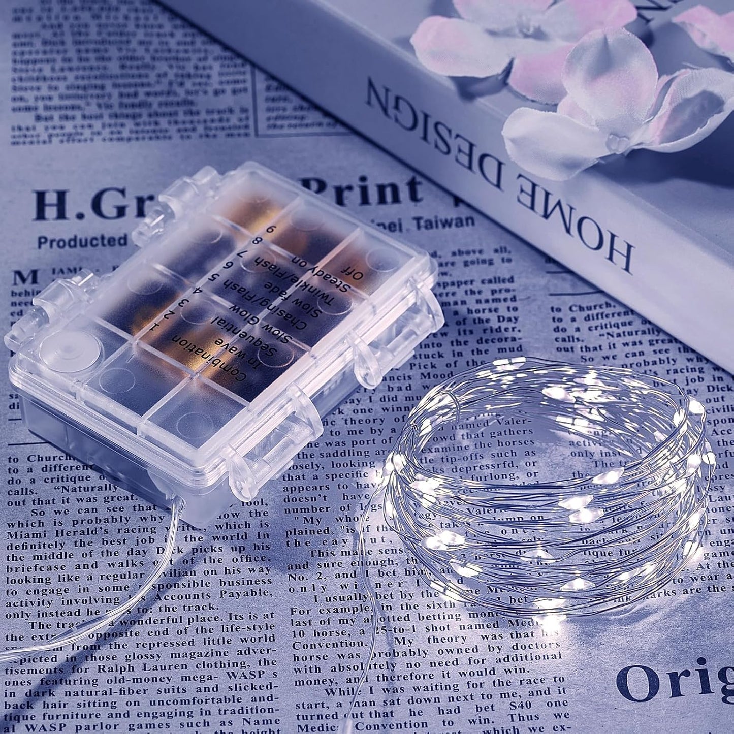 1 Pack 65.6 Ft. Battery Operated Outdoor String Lights with Remote & Timer, LED Cool White Fairy Lights, Waterproof Twinkle Lights for Bedroom, Dorm, Mason Jar, Wedding, Party, Christmas