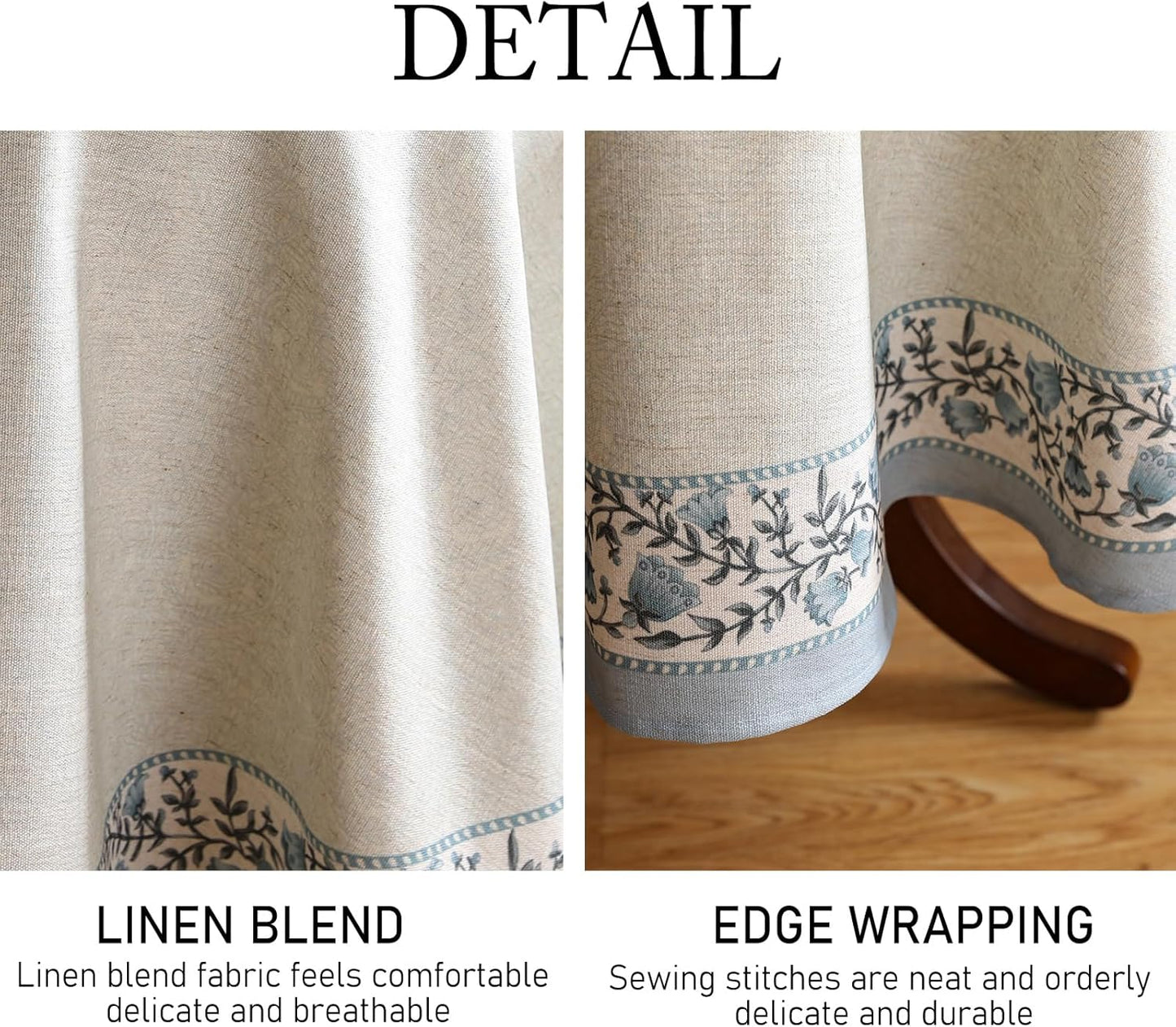 ISAENNE Designer Vintage Linen Elegant Small Round Tablecloth,Chinoiserie Floral Table Cloth,Wrinkle Resistant Decor Table Cover for Dining Thanksgiving Kitchen,Diameter 55"-Segerman B