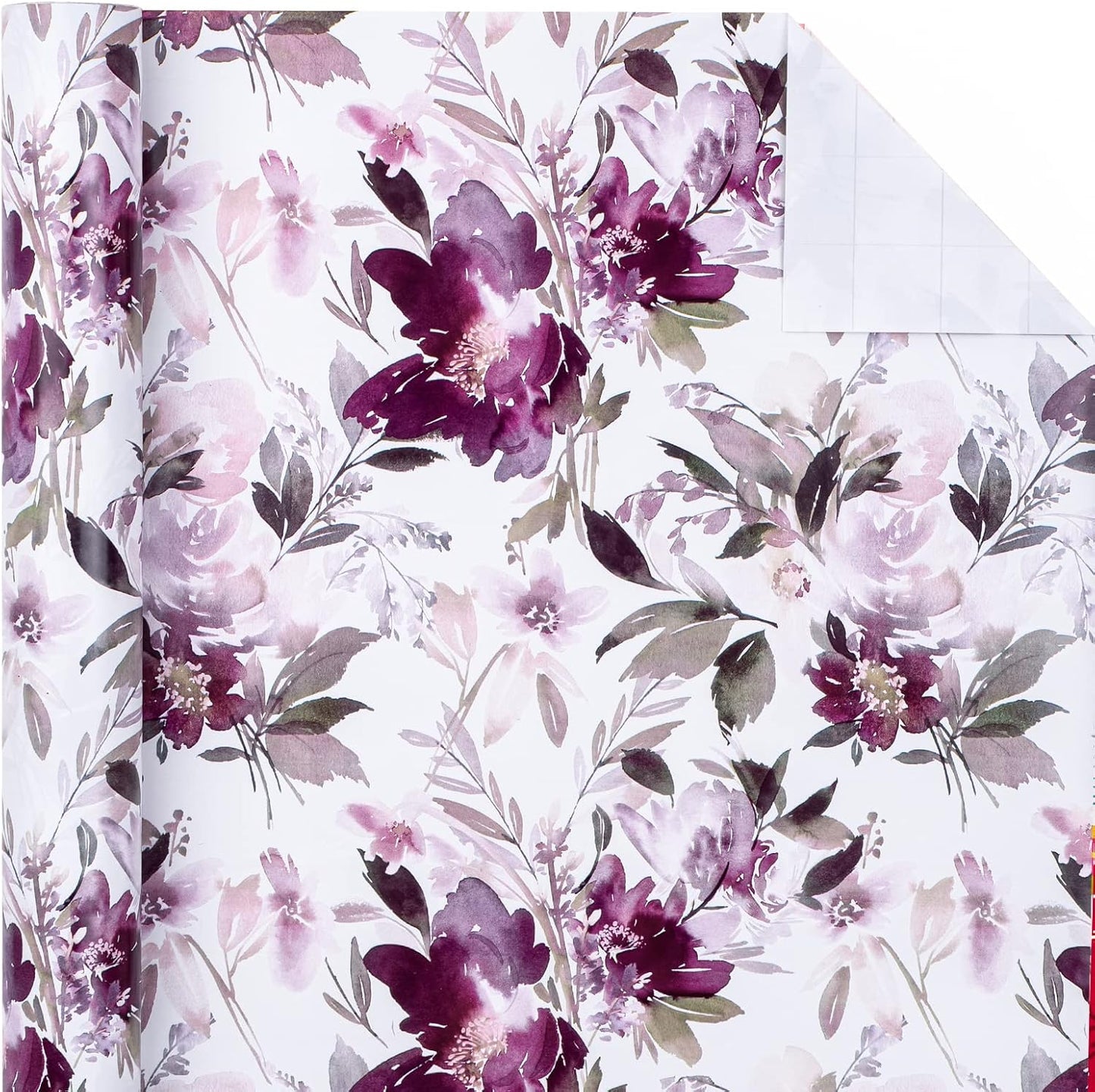WRAPAHOLIC 30 Inch Jumbo Floral Wrapping Paper - 30 Inch X 33 Feet - Purple Floral Design for Wedding, Birthday, Mothers Day, Baby Shower, Anniversary, Bridal Shower