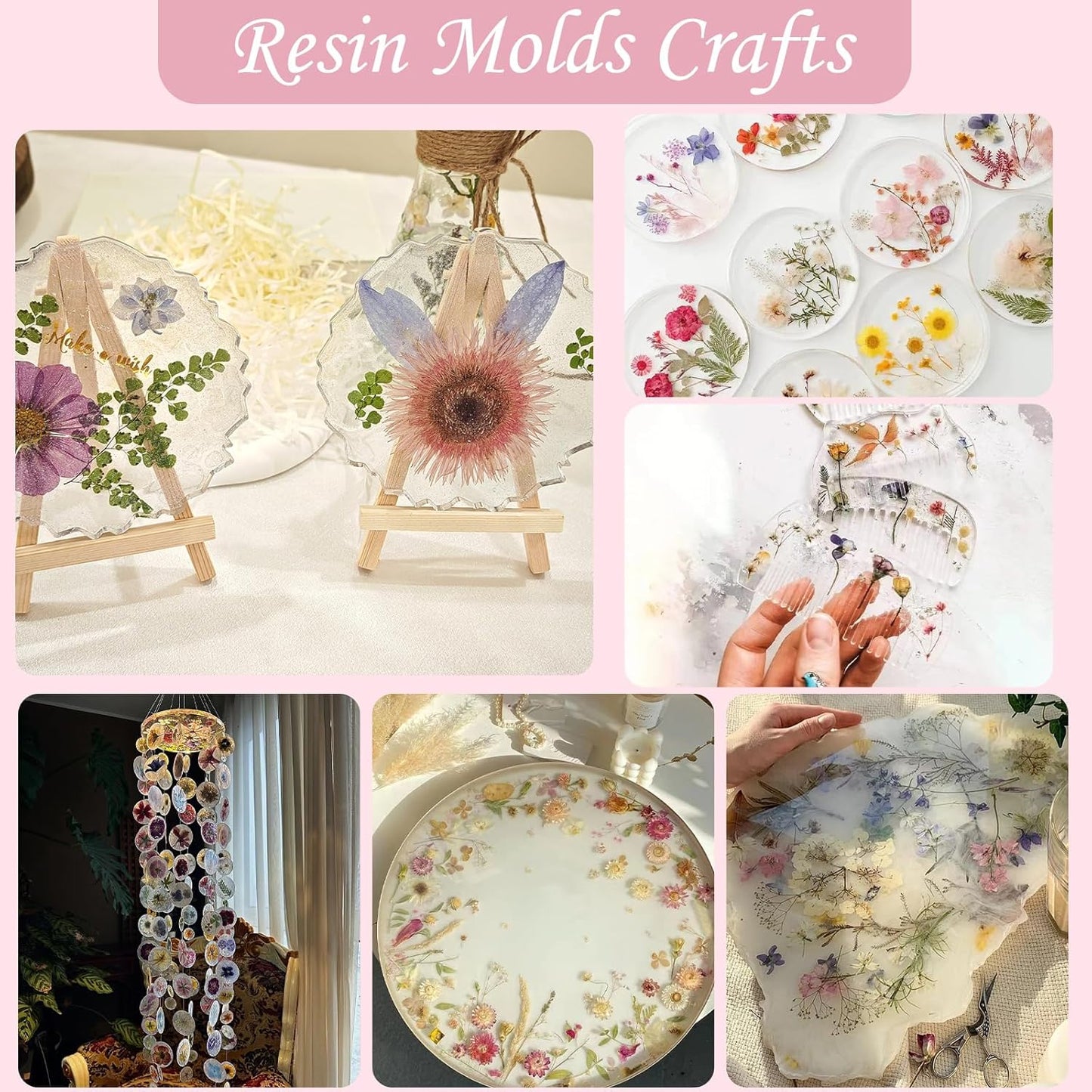 100P White Foliage & Flower Mix Dried Flowers for Crafts, Real Natural Pressed Flowers for DIY Crafts, Resin Jewelry, Candle Art & Scrapbooking Crafts – Tweezers Included