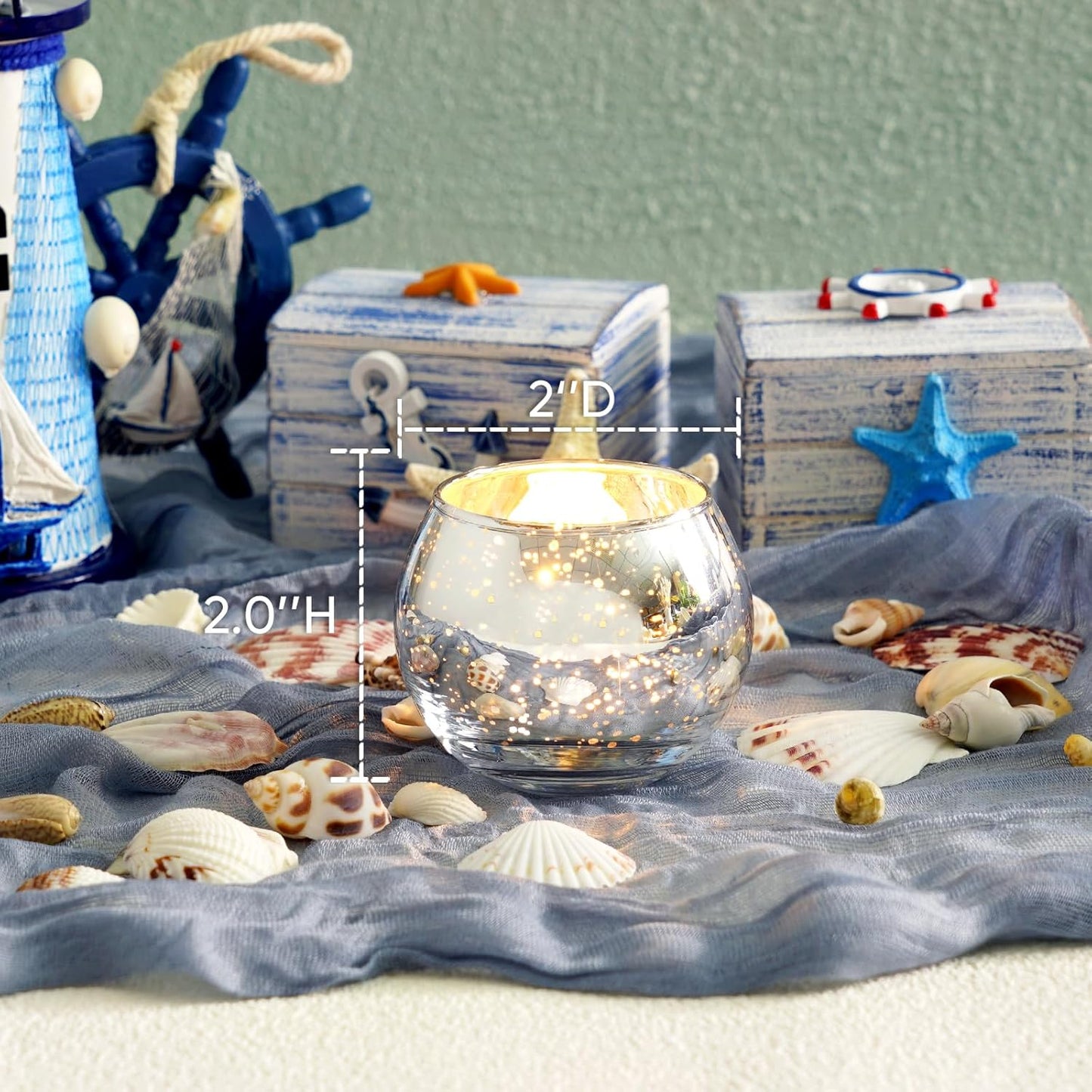 Homemory 36 Pcs Silver Votive Candle Holders, Round Mercury Glass Candle Holder, Tealight Candle Holders for Table Centerpieces, Baby Shower, Anniversary, Wedding, Home Decor, Halloween, Christmas