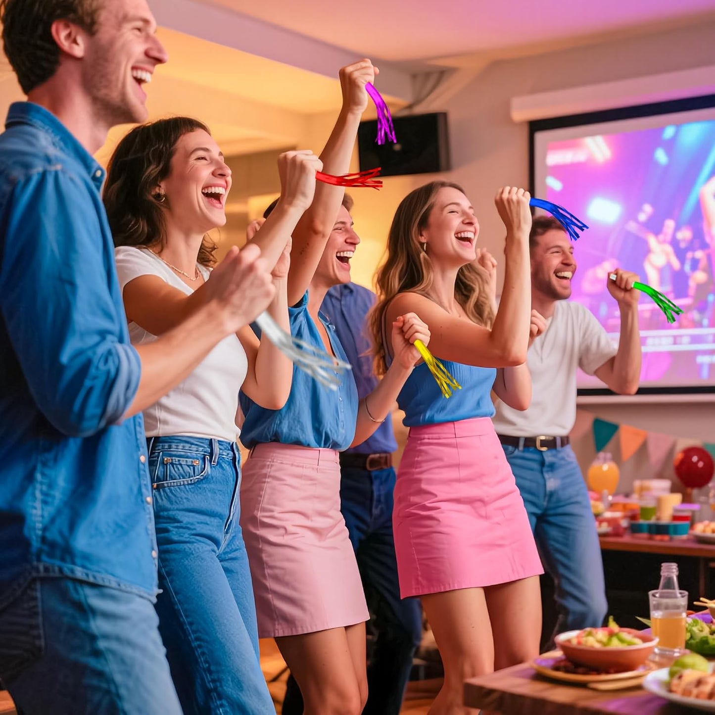 24 PC Silver Party Favors Party Blowers for Adults Party Horns Birthday Blowers Noisemakers Blowouts Whistles Metallic Fringed Party Blower for Birthday Sporting Events Graduation