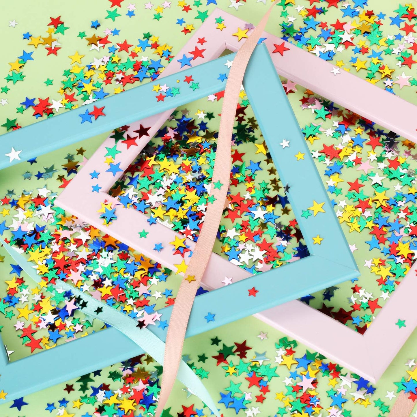 Hestya 60g Star Confetti Glitter Table Confetti Metallic Foil Stars for Party Wedding Festival Decorations(Multicolor,10mm and 6mm)